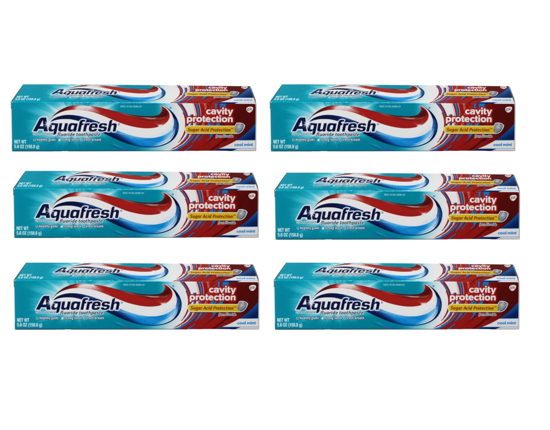 Aquafresh Cavity Protection Toothpaste Cool Mint 5.6 oz Pack of 6