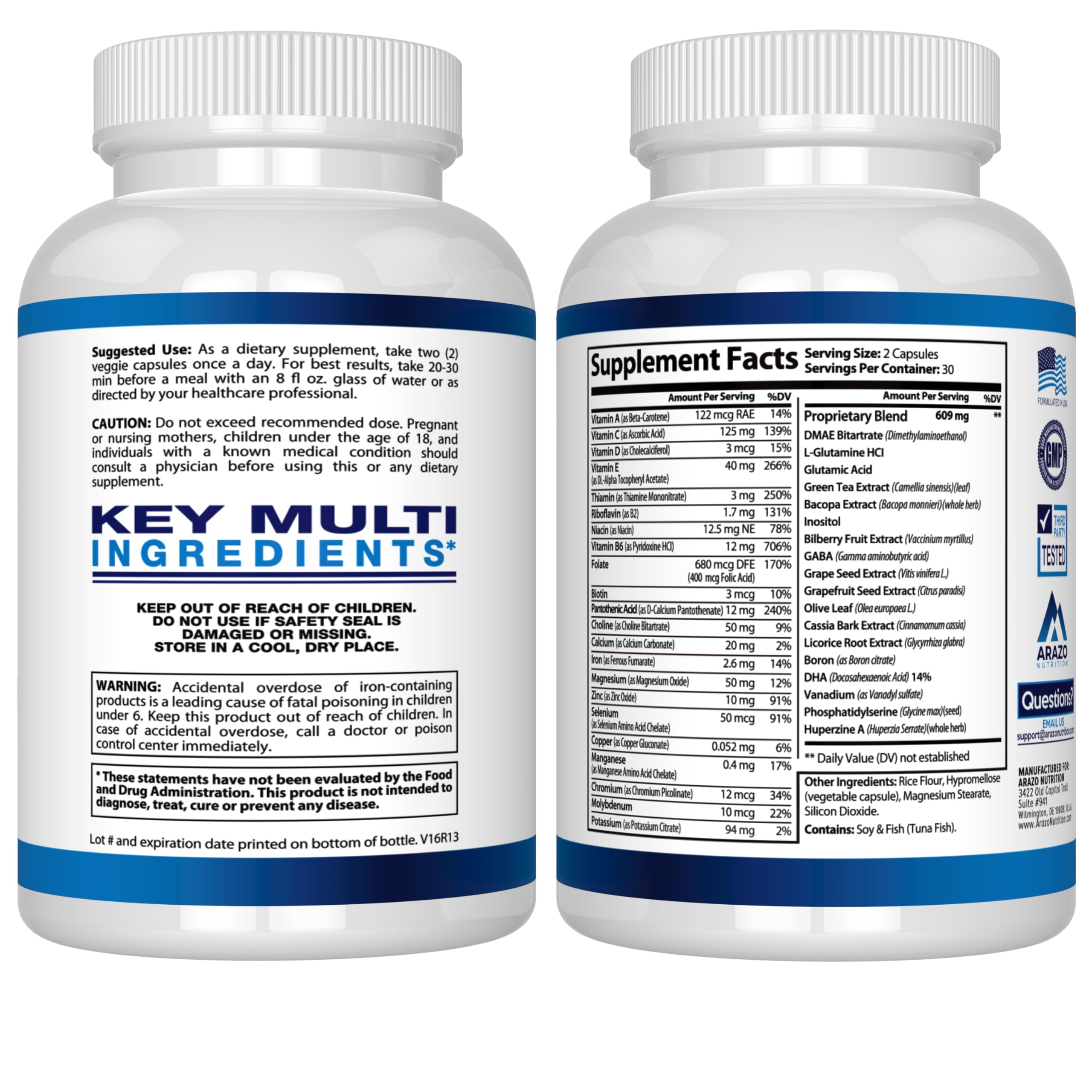 Arazo Nutrition Brain Function Supplement – Memory, Focus & Clarity