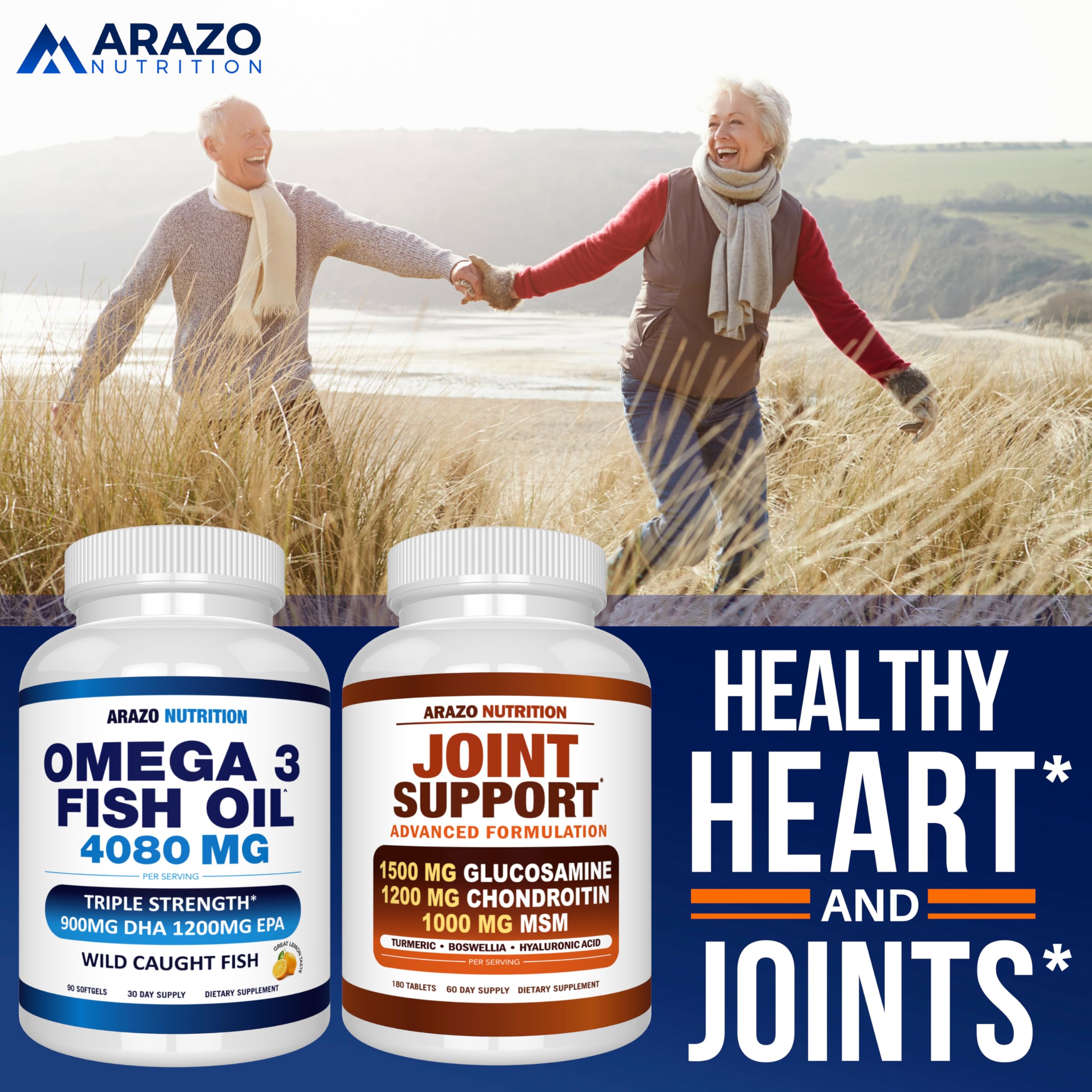 Arazo Nutrition Wild Caught Omega-3 Fish Oil – 90 Soft Gels (4080 mg) Lemon Burpless