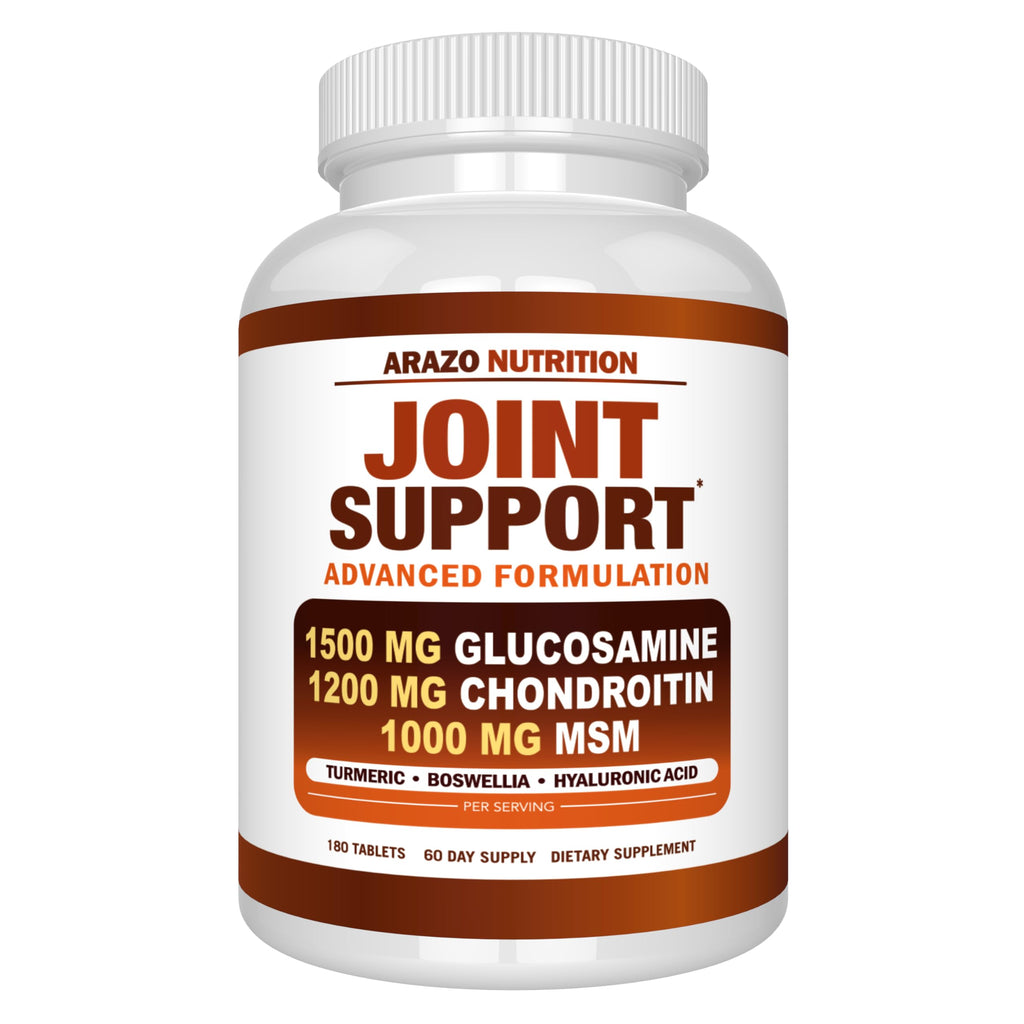 Arazo Nutrition Glucosamine Chondroitin Turmeric MSM Boswellia – Joint Support Supplement (180 Tablets)