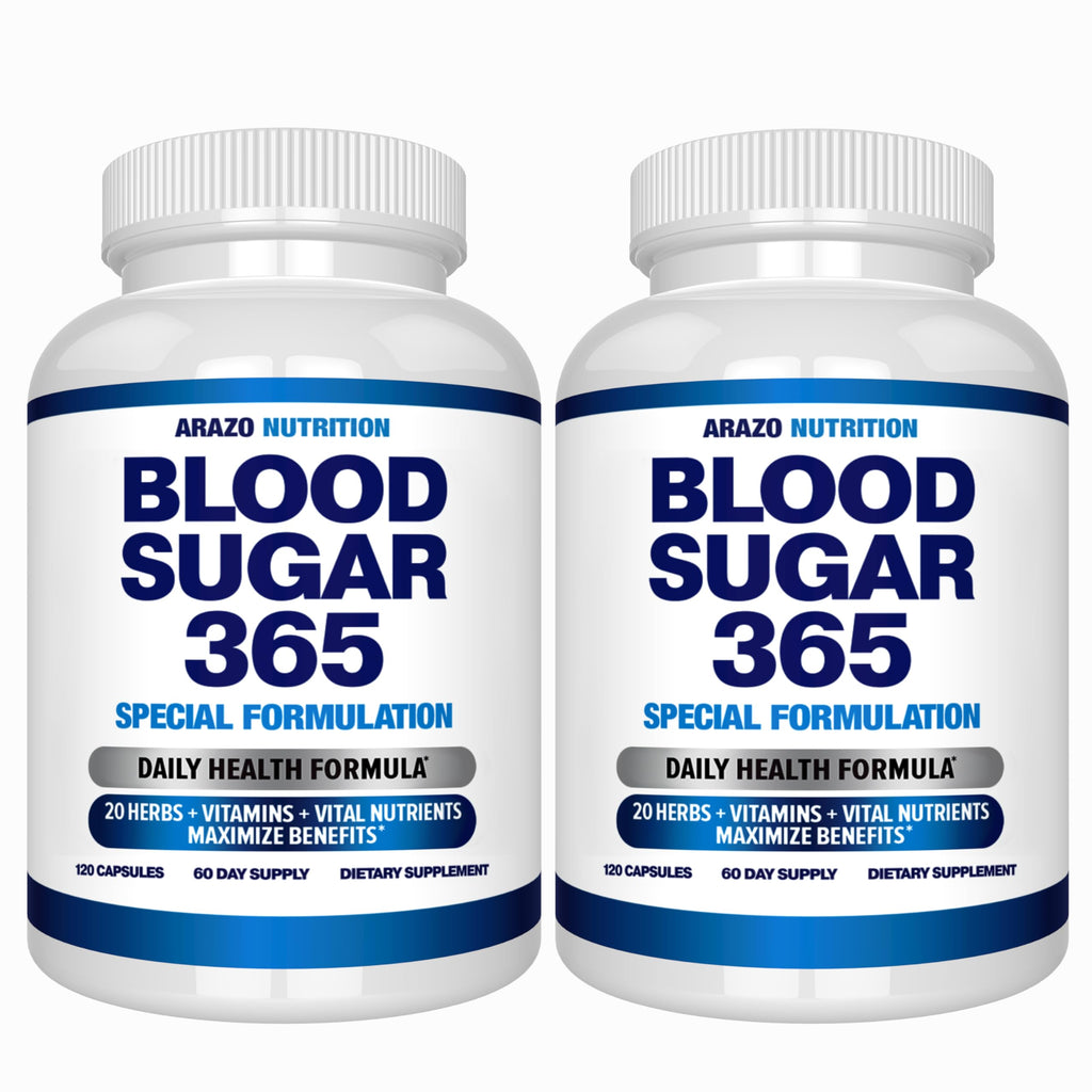 Arazo Nutrition Blood Sugar 365 – 120 Herbal Pills, 60 Day Supply (Pack of 2) – Supports Healthy Energy Levels