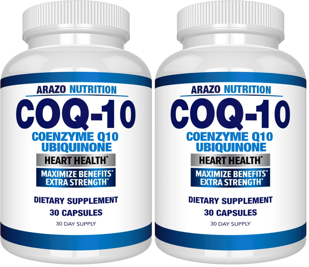 Arazo Nutrition CoQ10 Ubiquinone 200mg – High Absorption, No Soy | Pack of 2