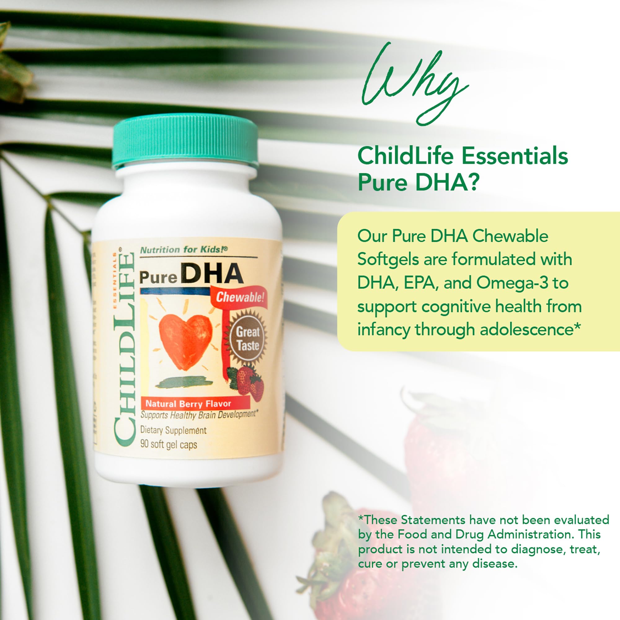 ChildLife Essentials Pure DHA for Kids - DHA & EPA Omega-3 Softgels (Gluten Free) Natural Berry, 90 Softgels (Pack of 2)