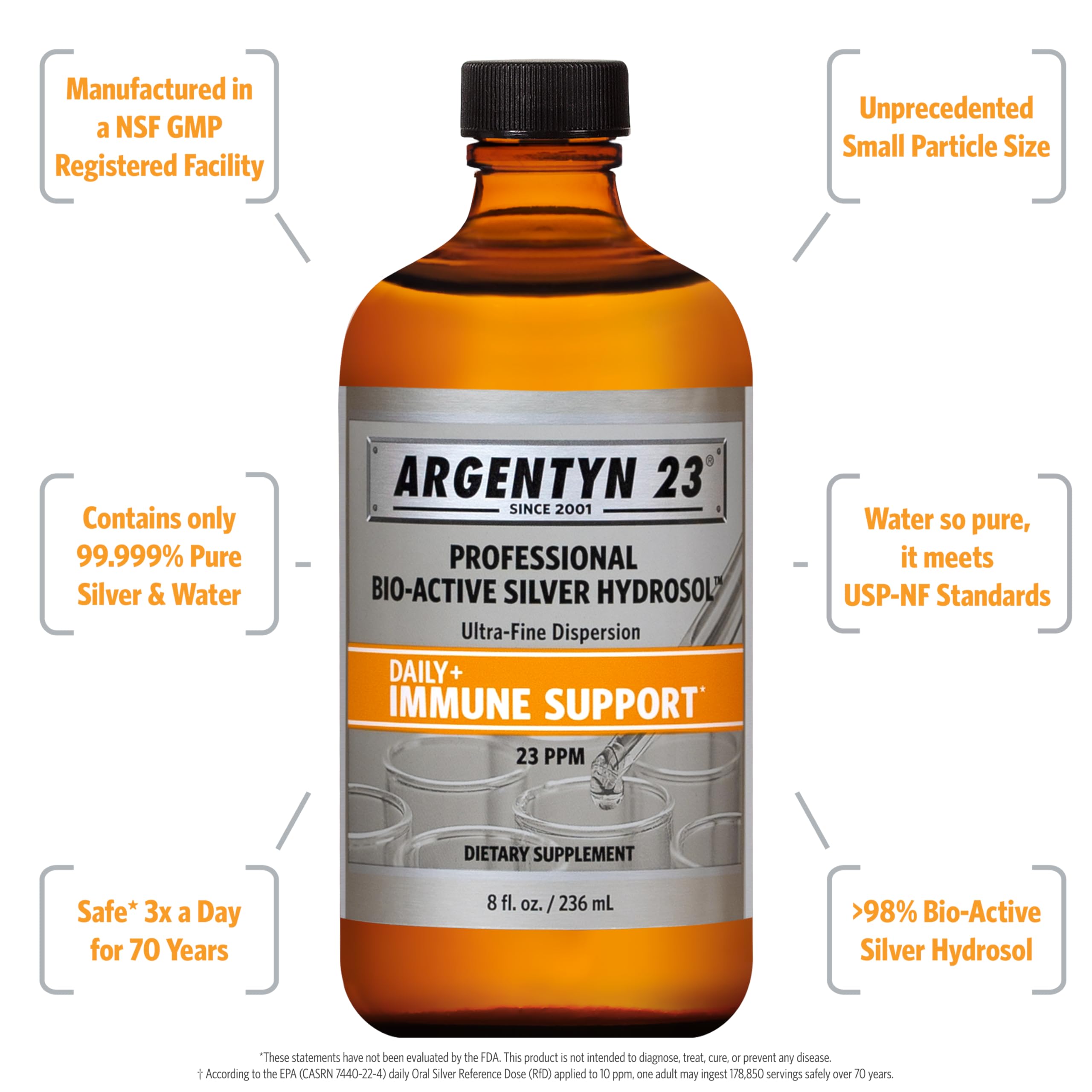 Argentyn 23 Professional Immune Support – Bio-Active Silver Hydrosol, 23 ppm, 8 oz