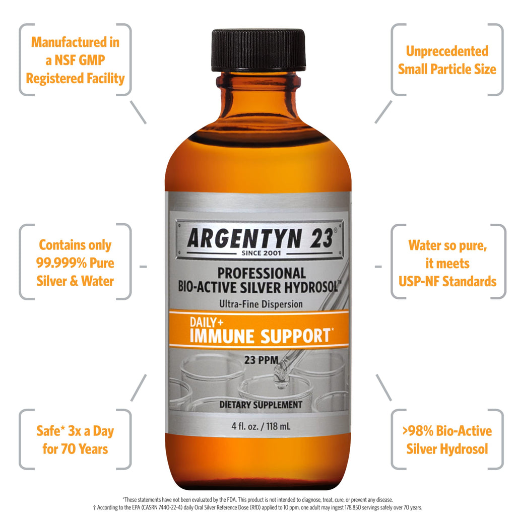 Argentyn 23 Pro Bio-Active Silver Hydrosol – Immune Support, 23ppm, 4oz Twist-Top