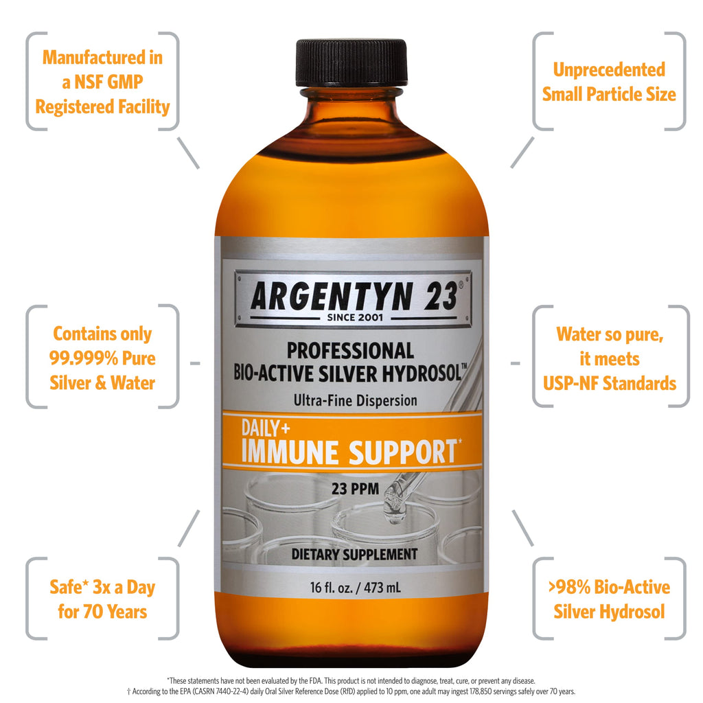 Argentyn 23 Professional Immune Support – Bio-Active Silver Hydrosol, 23 ppm, 16 fl oz