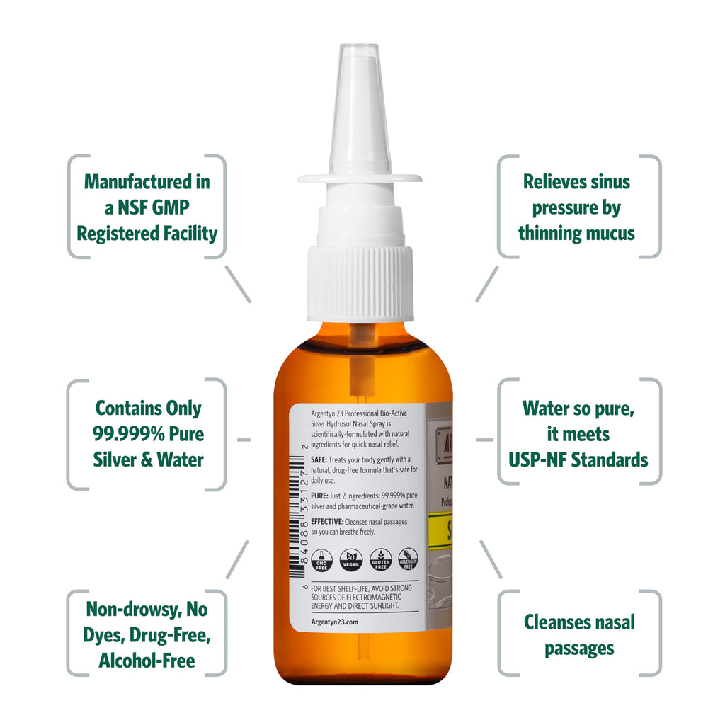 Argentyn 23 Sinus Support Nasal Spray - 23 ppm Colloidal Silver, 2 oz