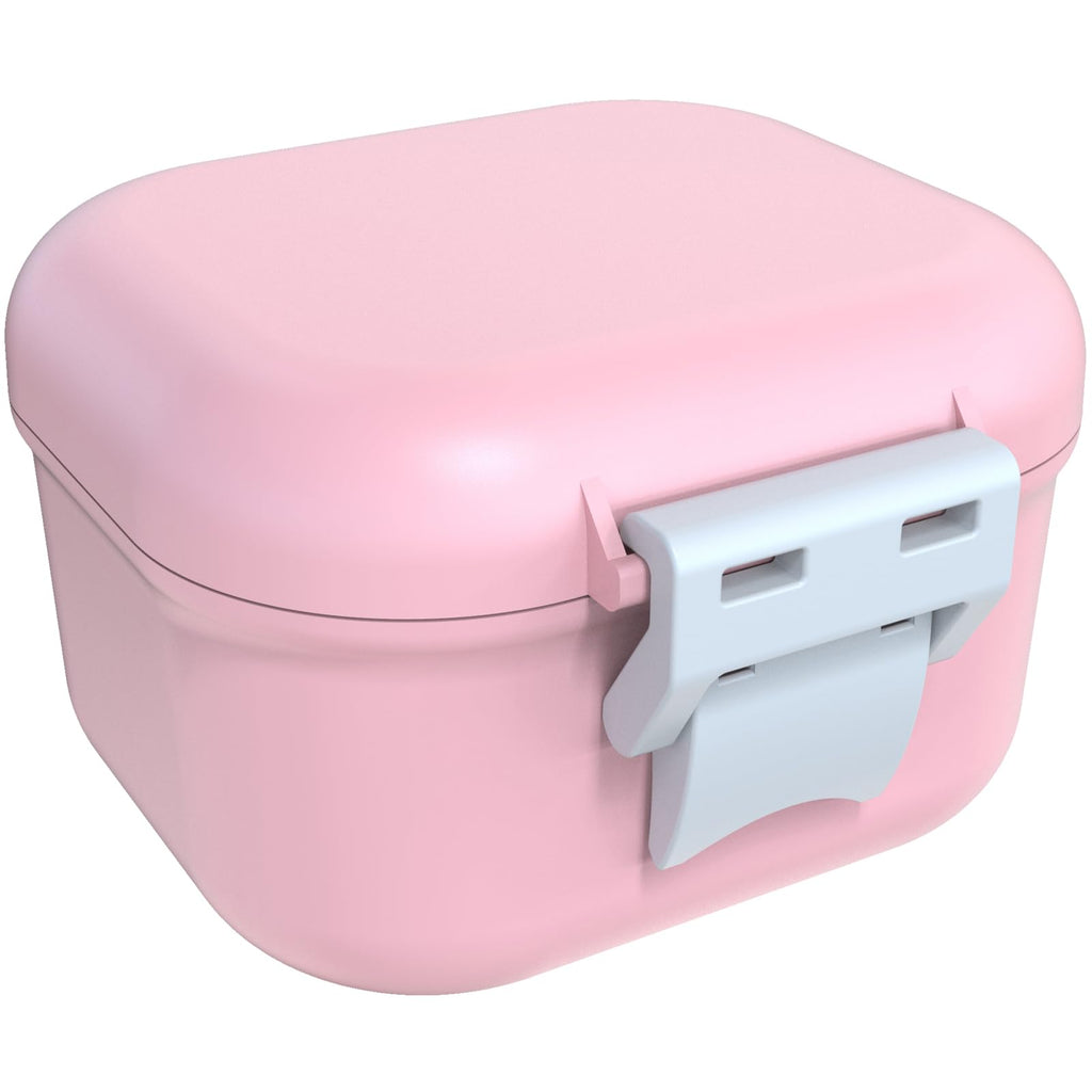 ARGOMAX Leak-Proof Denture Bath Cup – Portable Denture Box with Strainer (Pink & White)