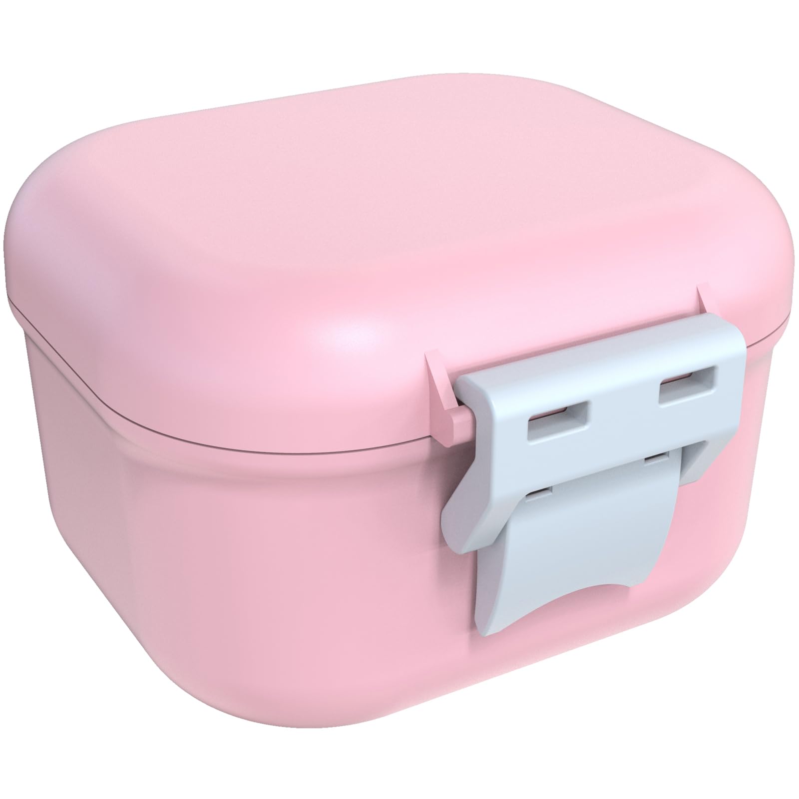 ARGOMAX Leak-Proof Denture Bath Cup – Portable Denture Box with Strainer (Pink & White)