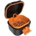 ARGOMAX Leak-Proof Denture Bath Cup – Portable Denture Box with Strainer (Black & Orange)