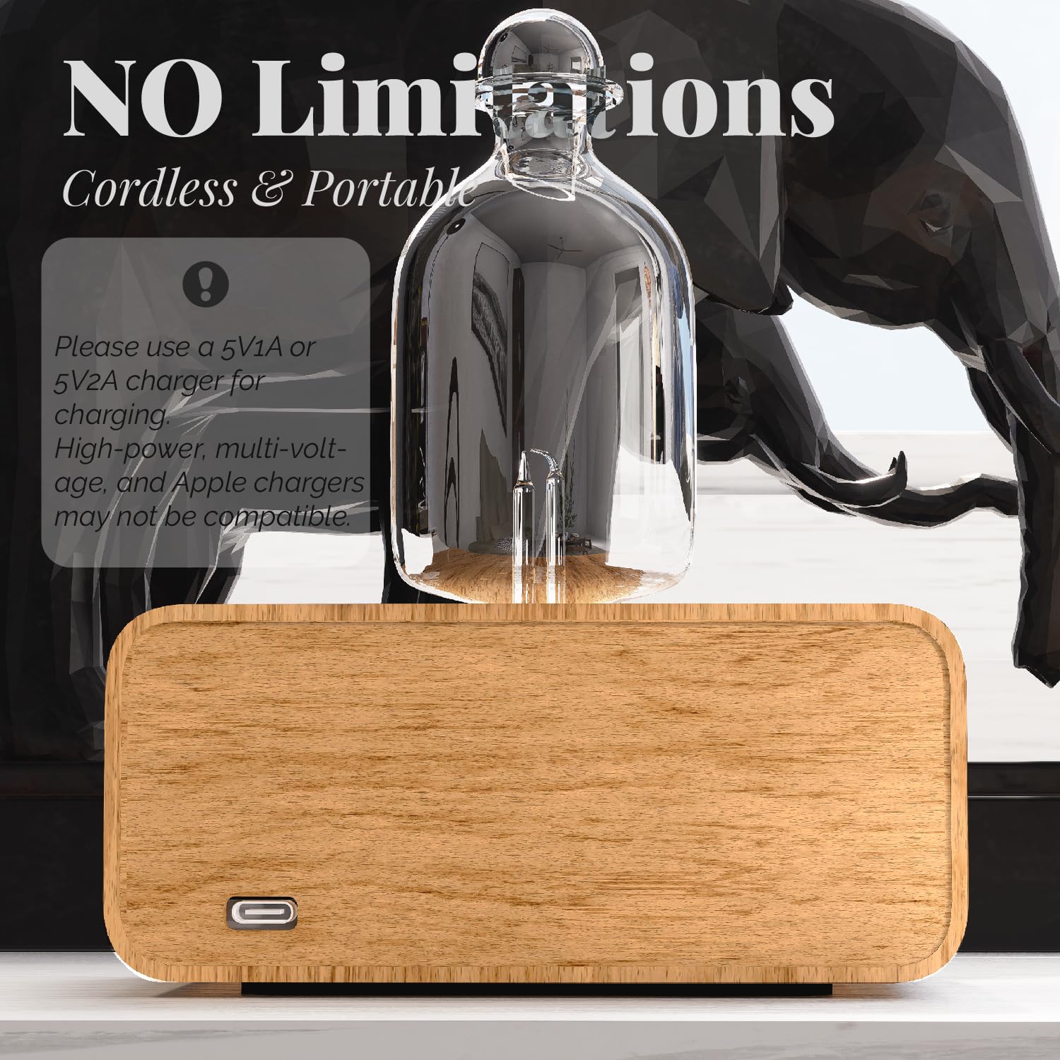 Aria Glass Essential Oil Diffuser – Waterless, Portable & Rechargeable with 4-Mode Timer