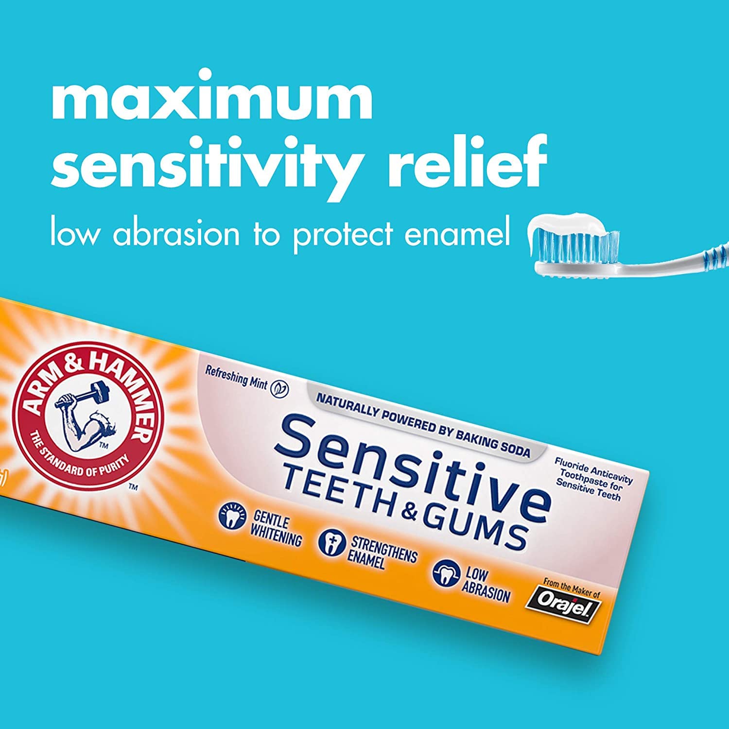 ARM & HAMMER Sensitive Teeth & Gums Toothpaste 4.5 oz Pack of 4 | Baking Soda Whitening & Sensitive Relief