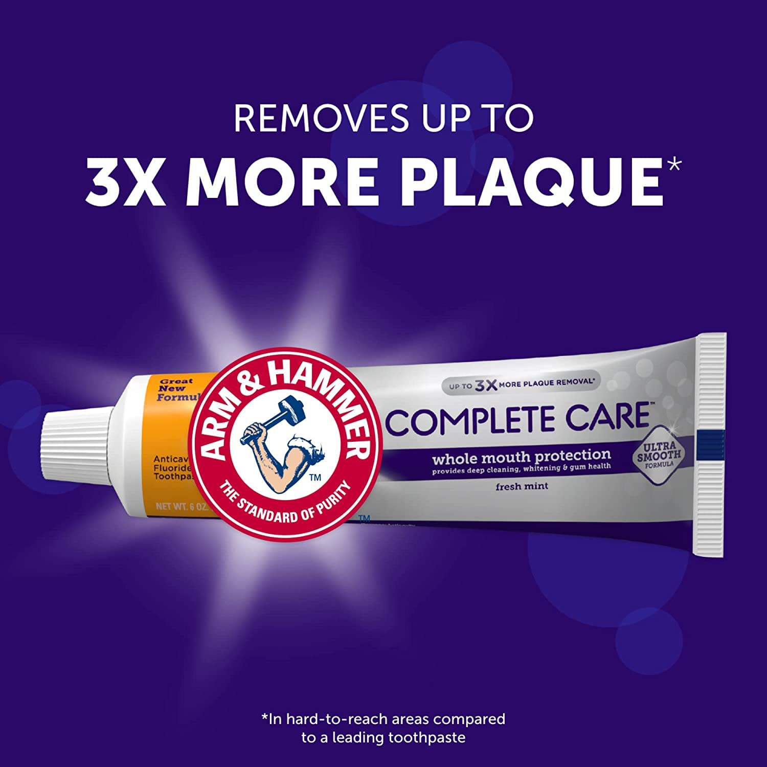 Arm & Hammer Complete Care Stain Defense Toothpaste, Fluoride Anticavity, 6 oz – Pack of 6 (Packaging May Vary)