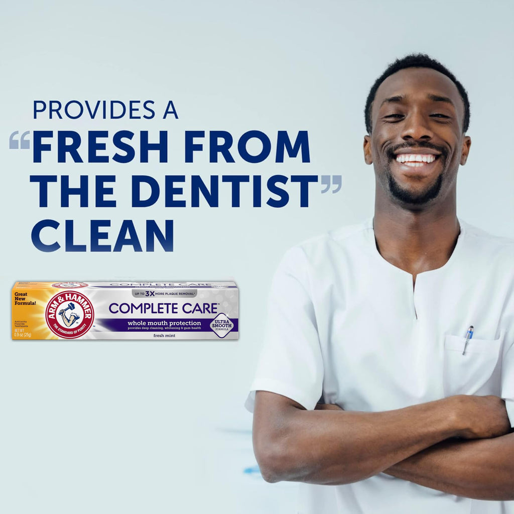 ARM & HAMMER Complete Care Toothpaste - Whole Mouth Protection 6 Pack, Fresh Mint, Travel Size 0.9 oz