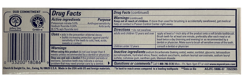 Arm & Hammer Sensitive Orajel Enamel Strengthening Toothpaste - Frosted Mint 4.5 oz