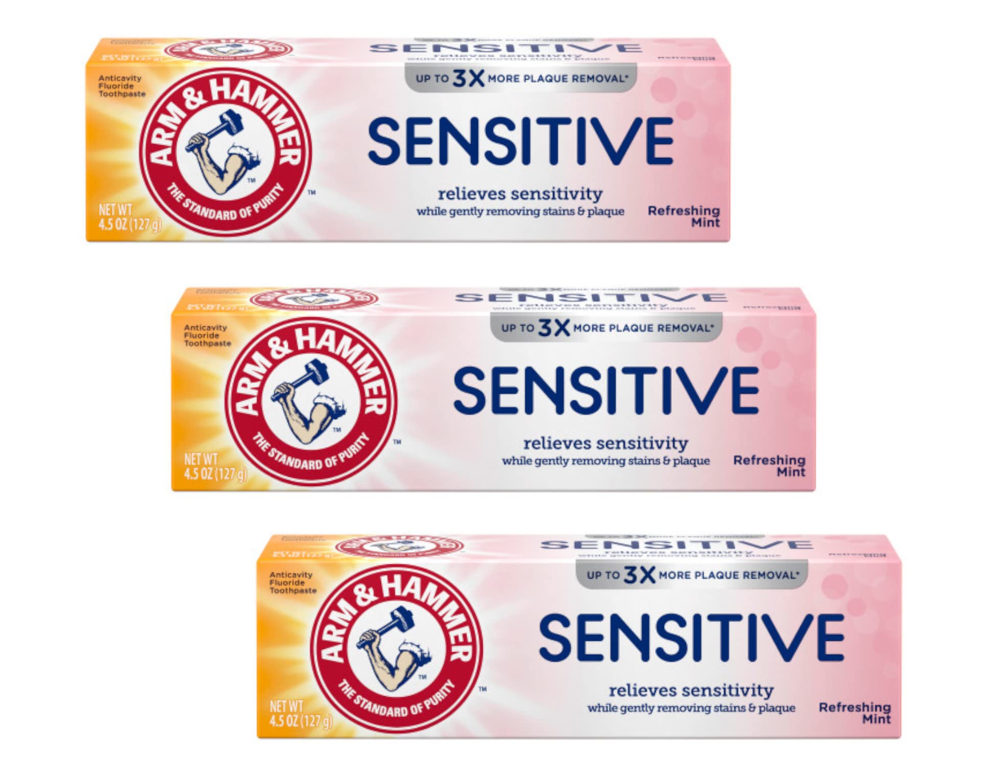 Arm & Hammer Sensitive Teeth & Gums Toothpaste - Mint Flavor (4.5 oz, Pack of 3)