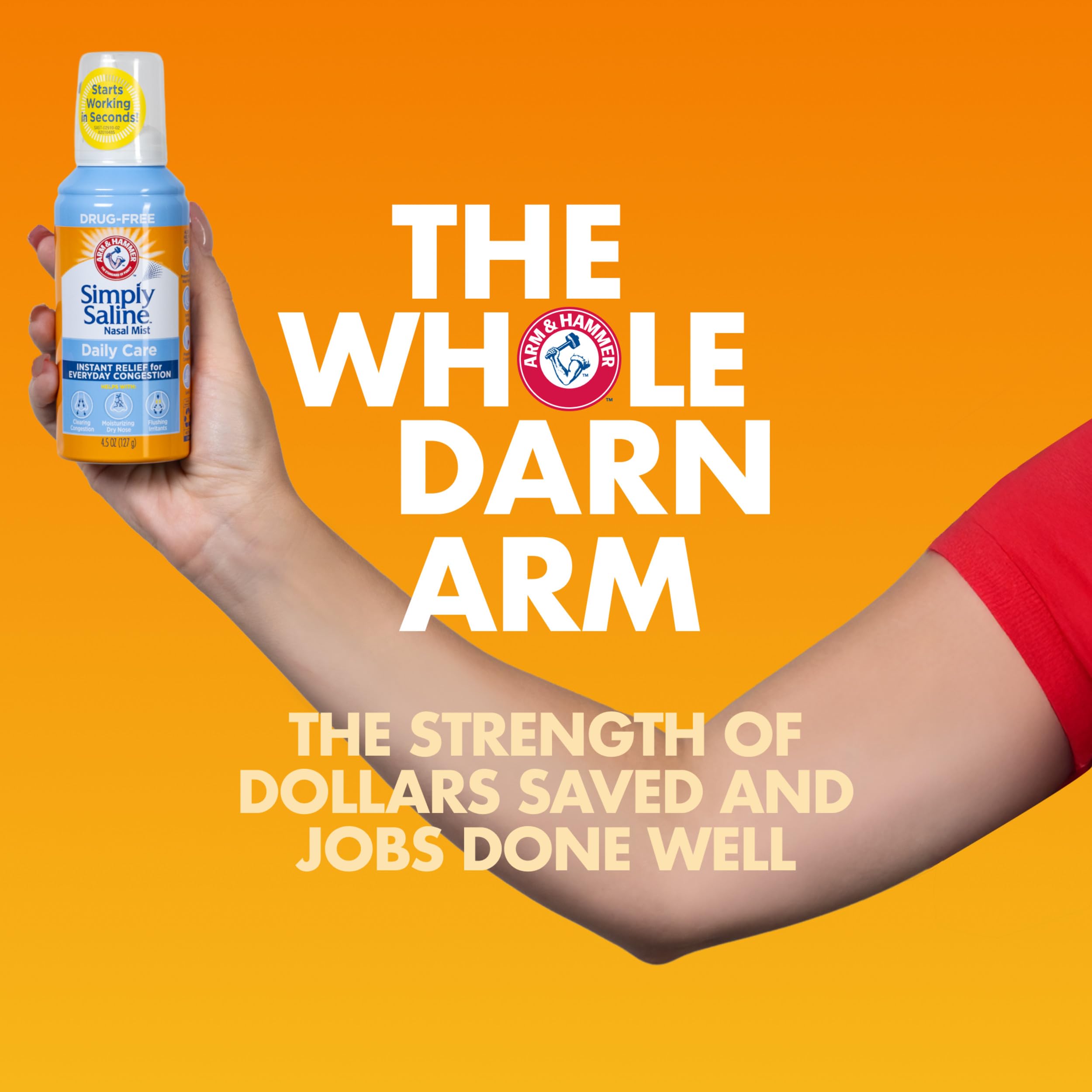 ARM & HAMMER Simply Saline Daily Care Nasal Mist 4.5oz – Instant Congestion Relief & Gentle Nasal Moisture