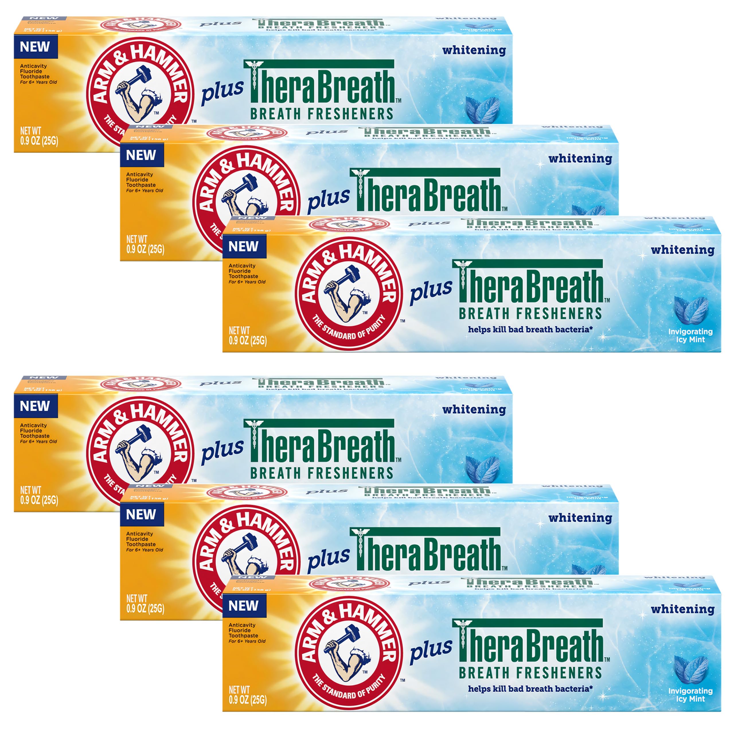 ARM & HAMMER Whitening Toothpaste 6-Pack – Icy Mint, Thera Fresheners