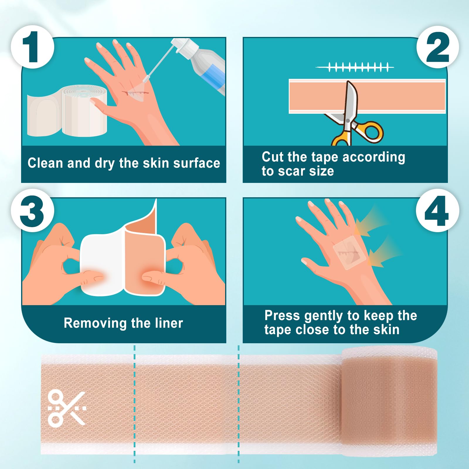 Arme Silicone Scar Tape – 1.6in x 240in Medical-Grade Scar Sheets (2 Rolls)