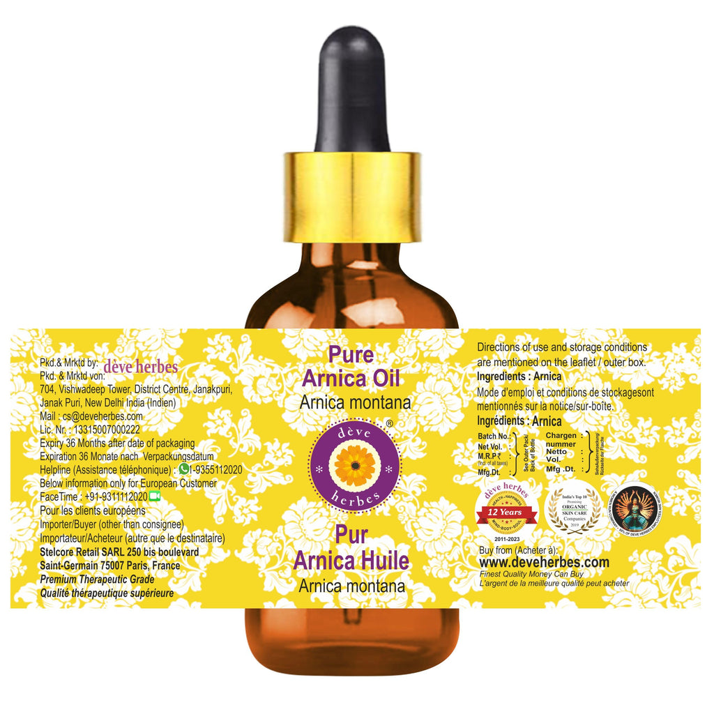 Deve Herbes Arnica Oil 15ml – Pure, Non-Sticky Facial Care (Glass Dropper)
