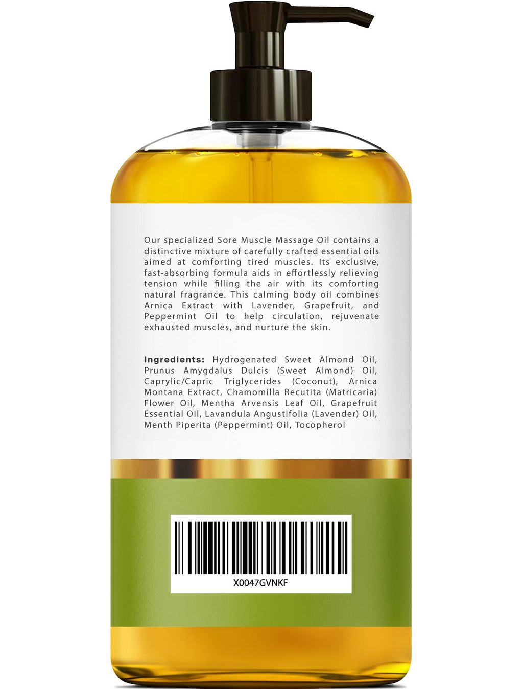 Arnica Sore Muscle Massage Oil – 100% Pure & Natural, 8 oz