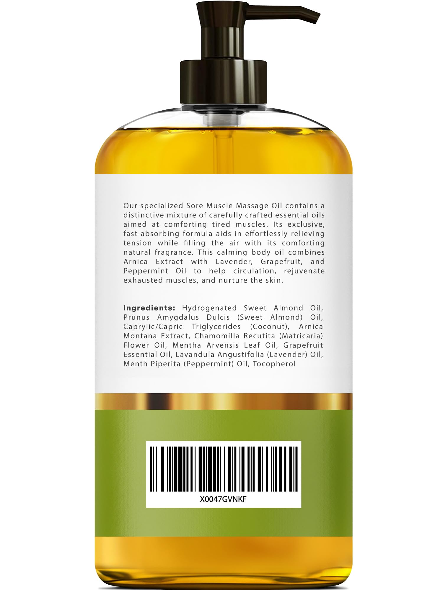 Arnica Sore Muscle Massage Oil – 100% Pure & Natural, 8 oz