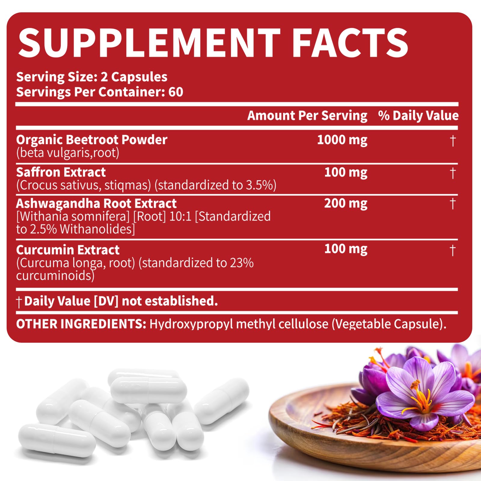 Arofum Saffron Extract with Ashwagandha – Mood & Focus Support, 120 Count