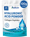 Arofum Hyaluronic Acid Powder with Collagen Peptides – DIY Hydrating Serum, Clean Formula, Gluten-Free (100 g / 3.52 oz)