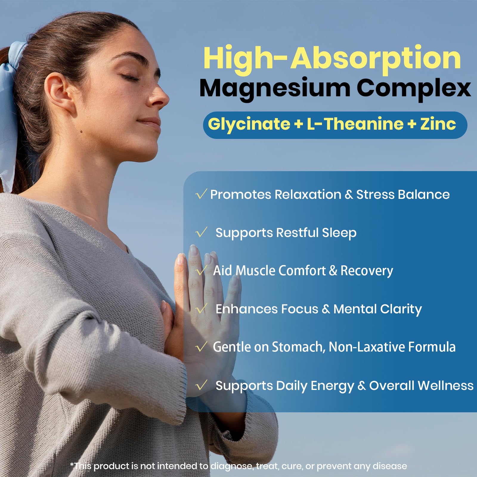 AROFUM Magnesium Glycine 200 mg, with L-theanine and Zinc Glycine – Magnesium Supplement to Help Soothe Emotions, Balance Stress, and Promote restful Sleep – Non-GMO Vegan Capsules, 120 Capsules