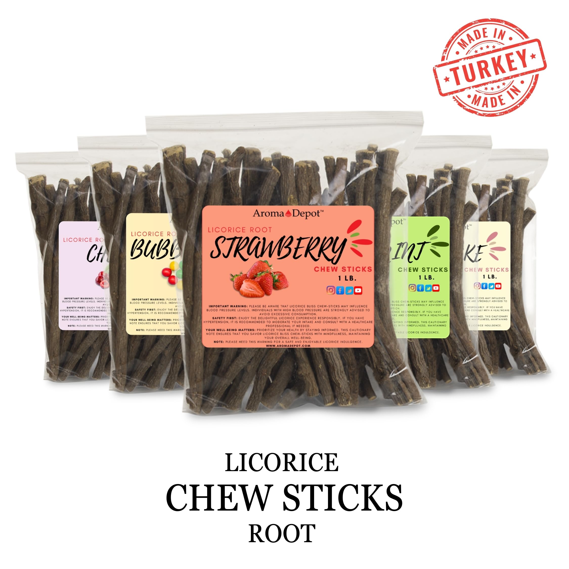 Aroma Depot Licorice Root Chew Sticks Variety Pack 2 oz - 10 Flavors