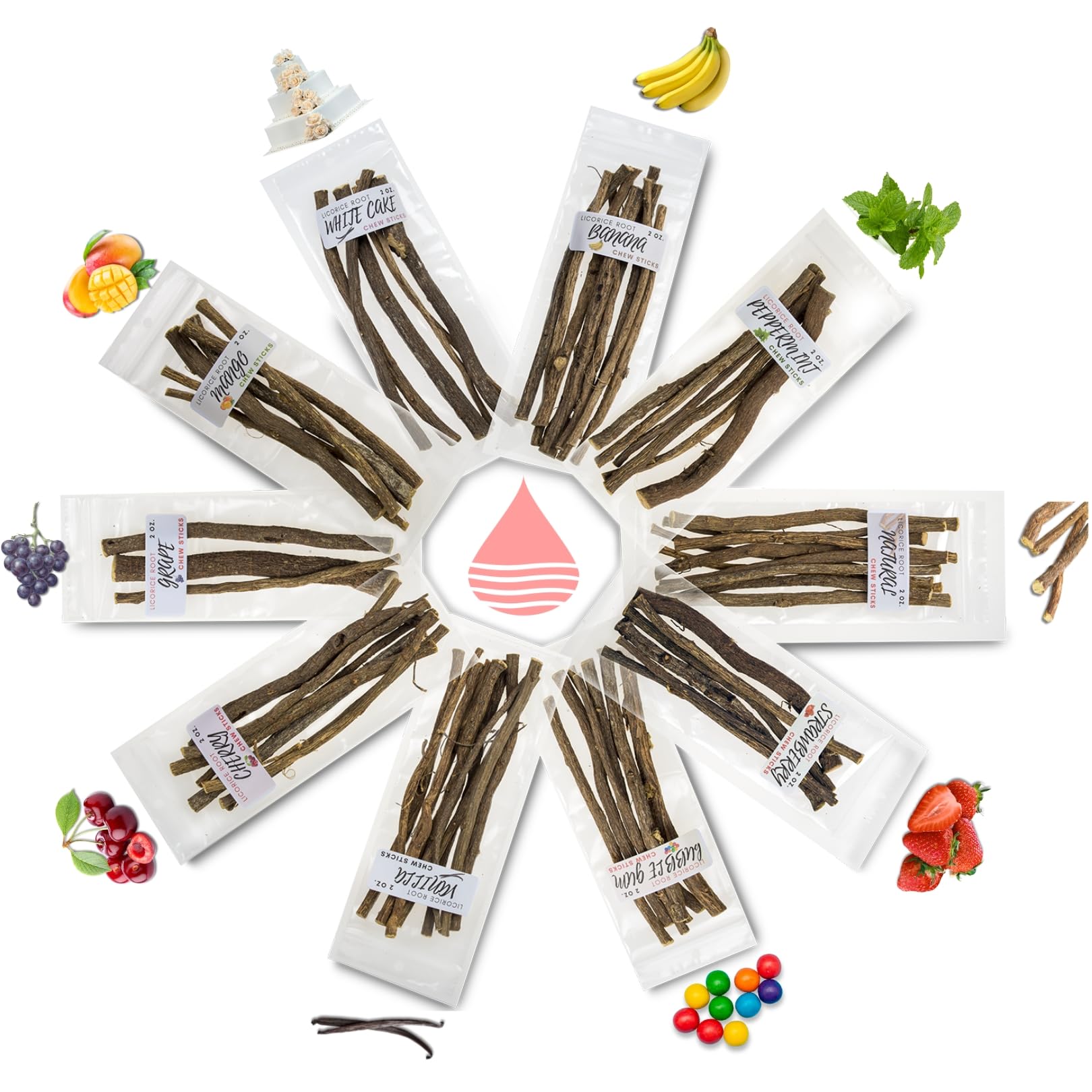 Aroma Depot Licorice Root Chew Sticks Variety Pack 2 oz - 10 Flavors