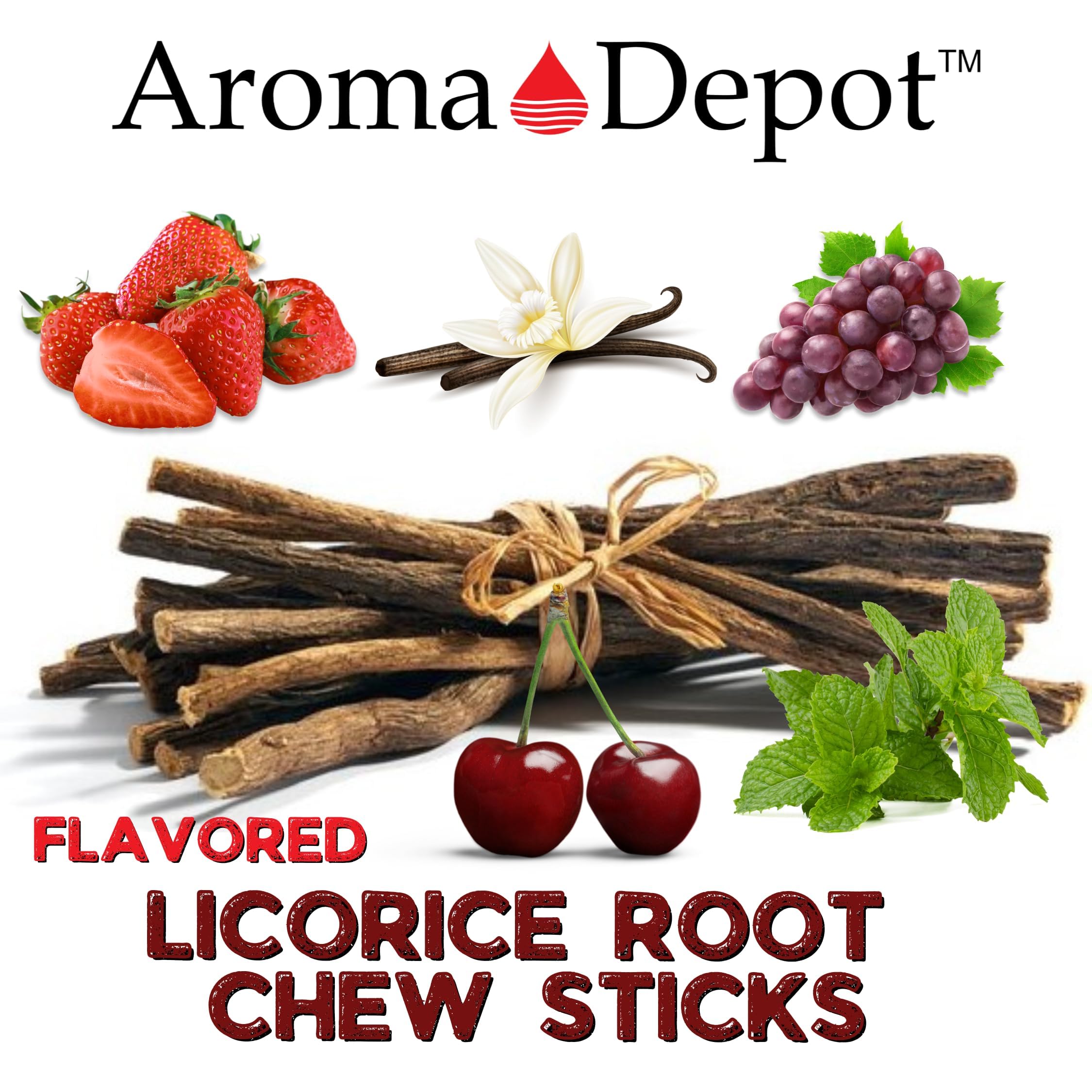 Aroma Depot 8 oz Licorice Root Chew Sticks – 6.5-7 inches, 100% Natural, Gluten-Free, Glycyrrhiza Glabra from Turkey