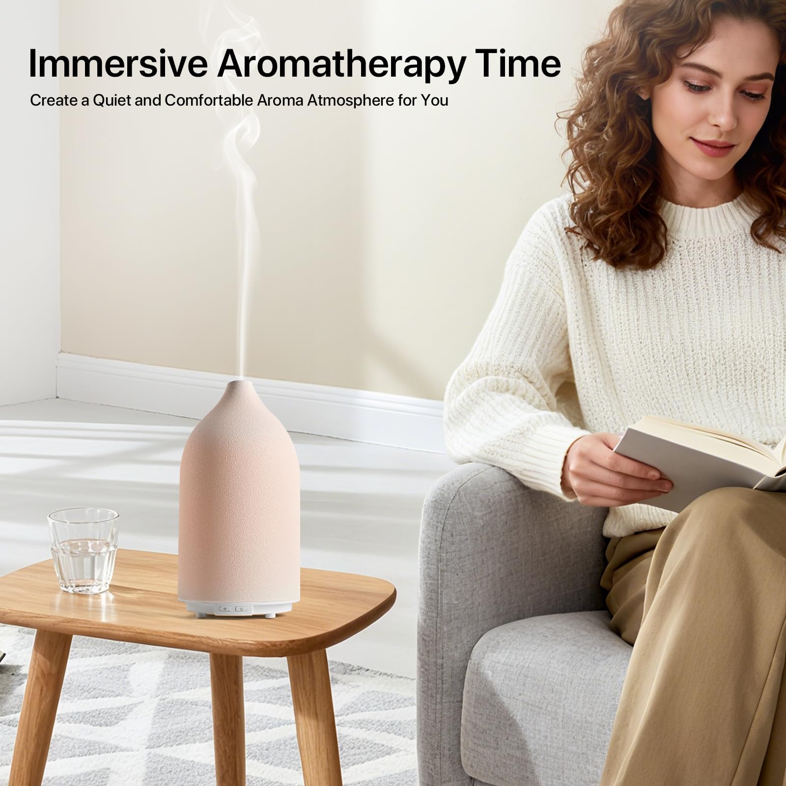 Aroma Diffuser 500ML Ceramic Ultrasonic – 7-Color LED, Auto Off