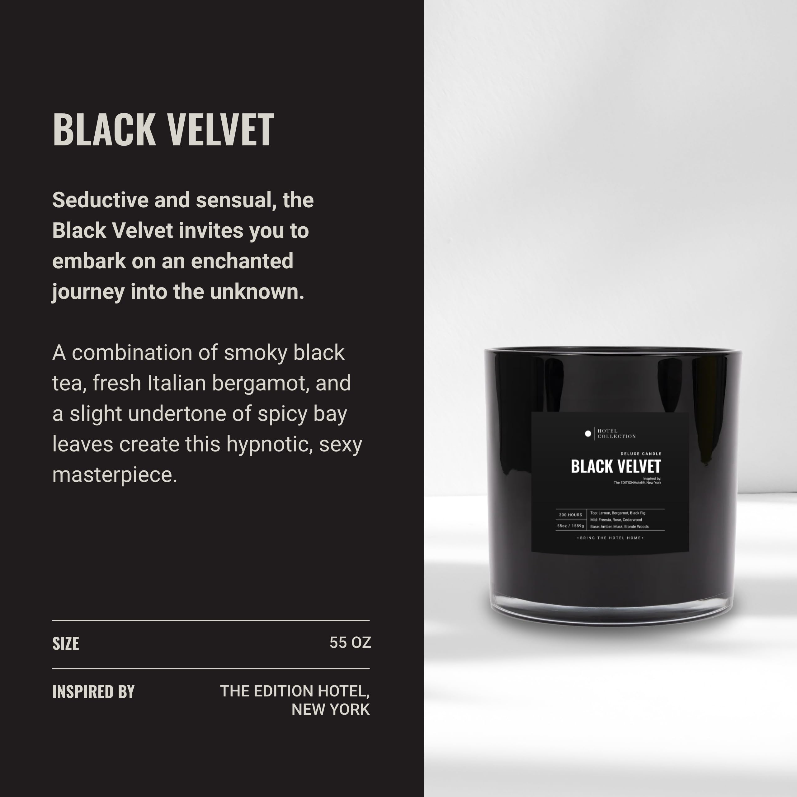 Aroma360 Black Velvet Scented Candle 55oz – Luxury Hotels Inspired, 300 Hour Burn Time