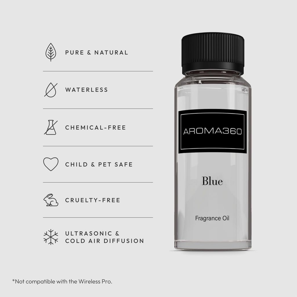 Aroma360 Blue Diffuser Oil Blend | Luxury Reed Diffuser Aromatherapy | Blue Cedar, Lavender & Eucalyptus | 4.1 fl oz (120 mL)