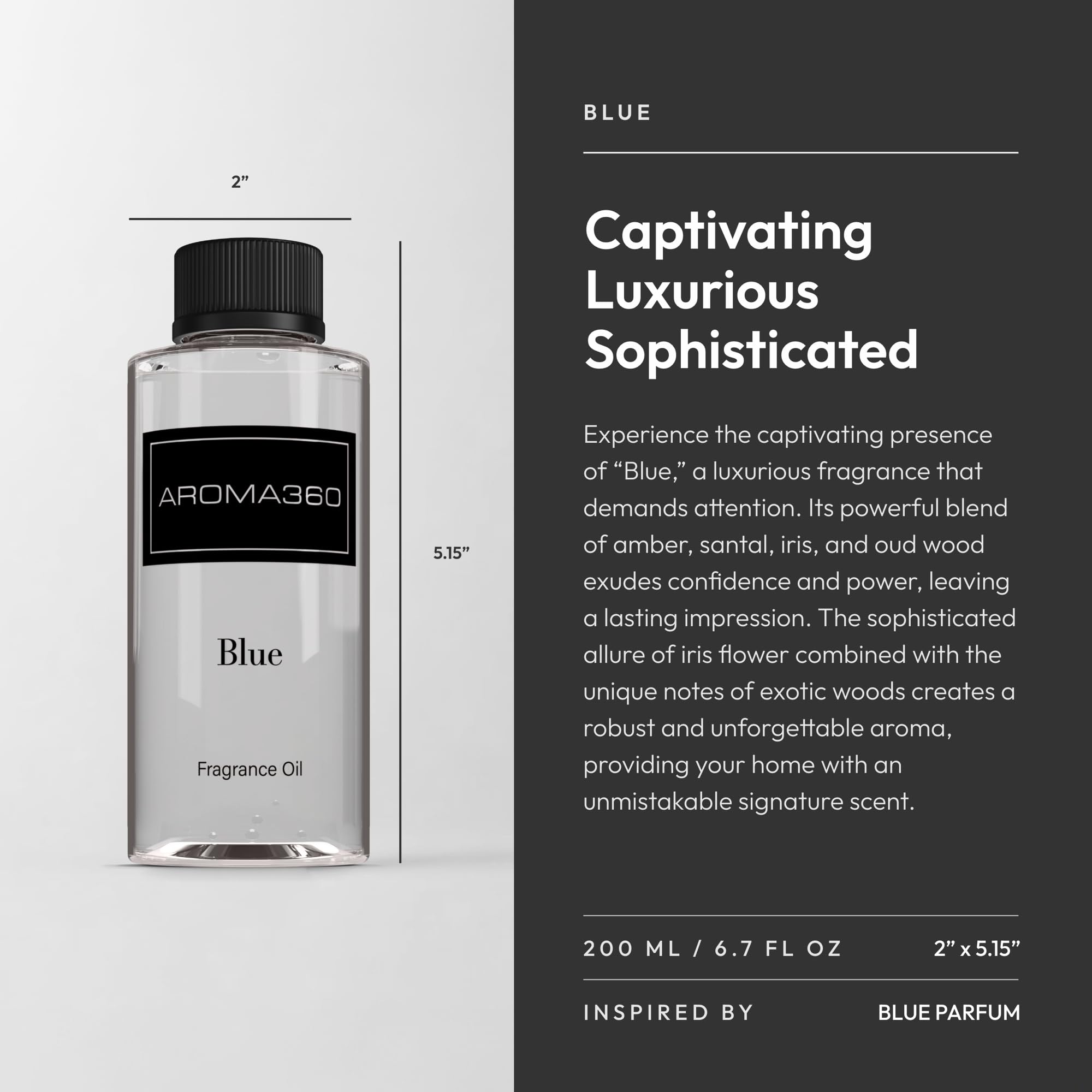 Aroma360 Blue Diffuser Oil Blend | Luxury Essential Aromatherapy Reed Diffuser | 6.7 fl oz (200 mL)