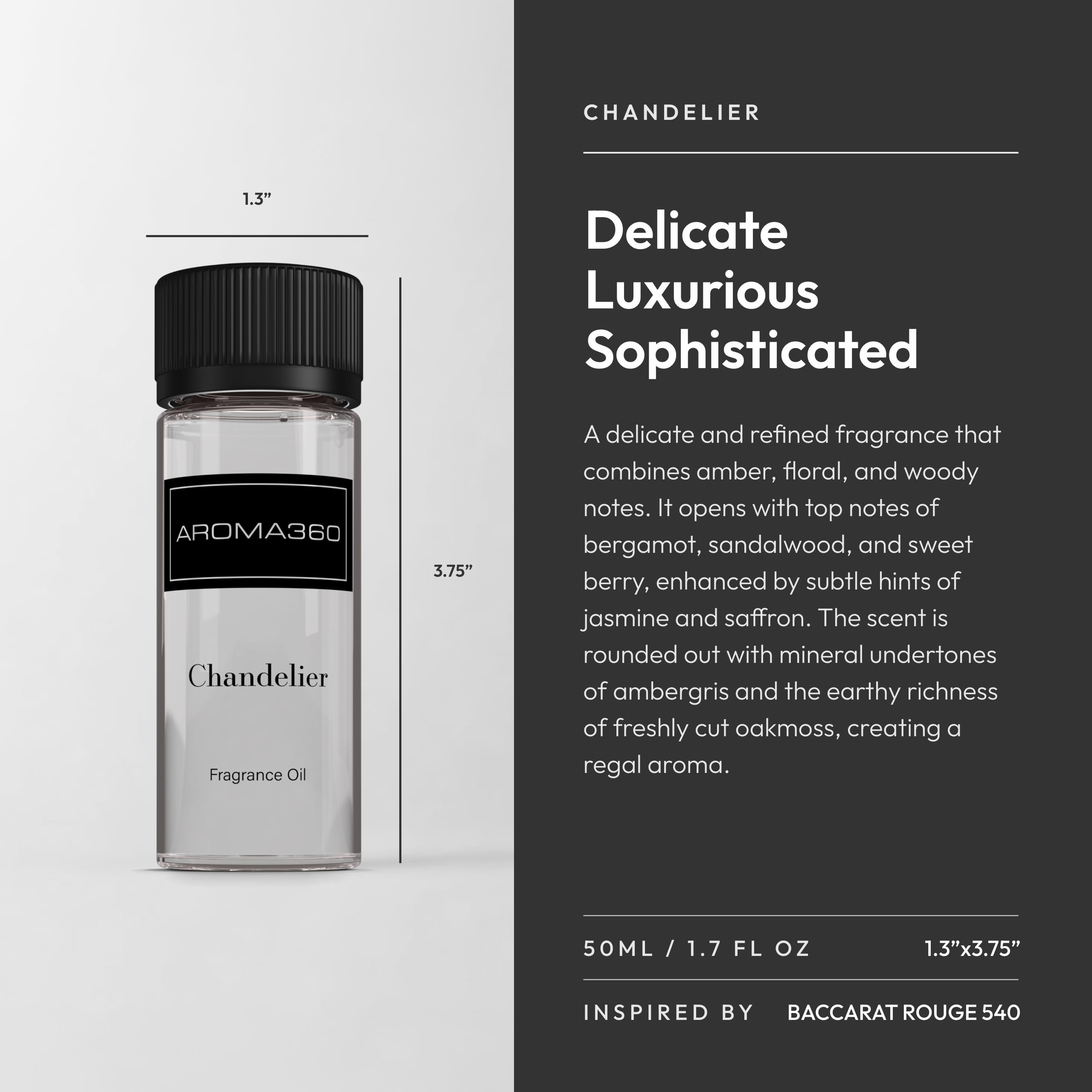 Aroma360 Chandelier Fragrance Oil Blend – Luxury Diffuser Oil, Bergamot, Sandalwood & Saffron (50ml)