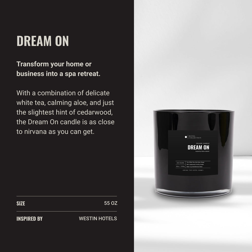 Aroma360 Dream On Deluxe Candle – Hotel-Inspired Scent with White Tea, Vanilla & Cedar | 55oz, 300-Hour Burn