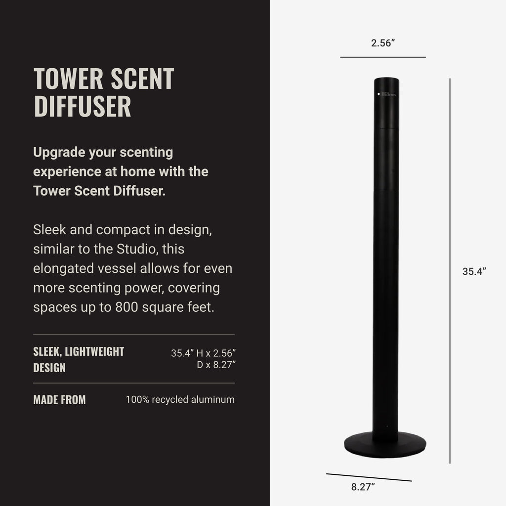 Hotel Collection Tower Scent Diffuser by Aroma360 — Remote, Waterless Diffusion, Up to 800 sq ft