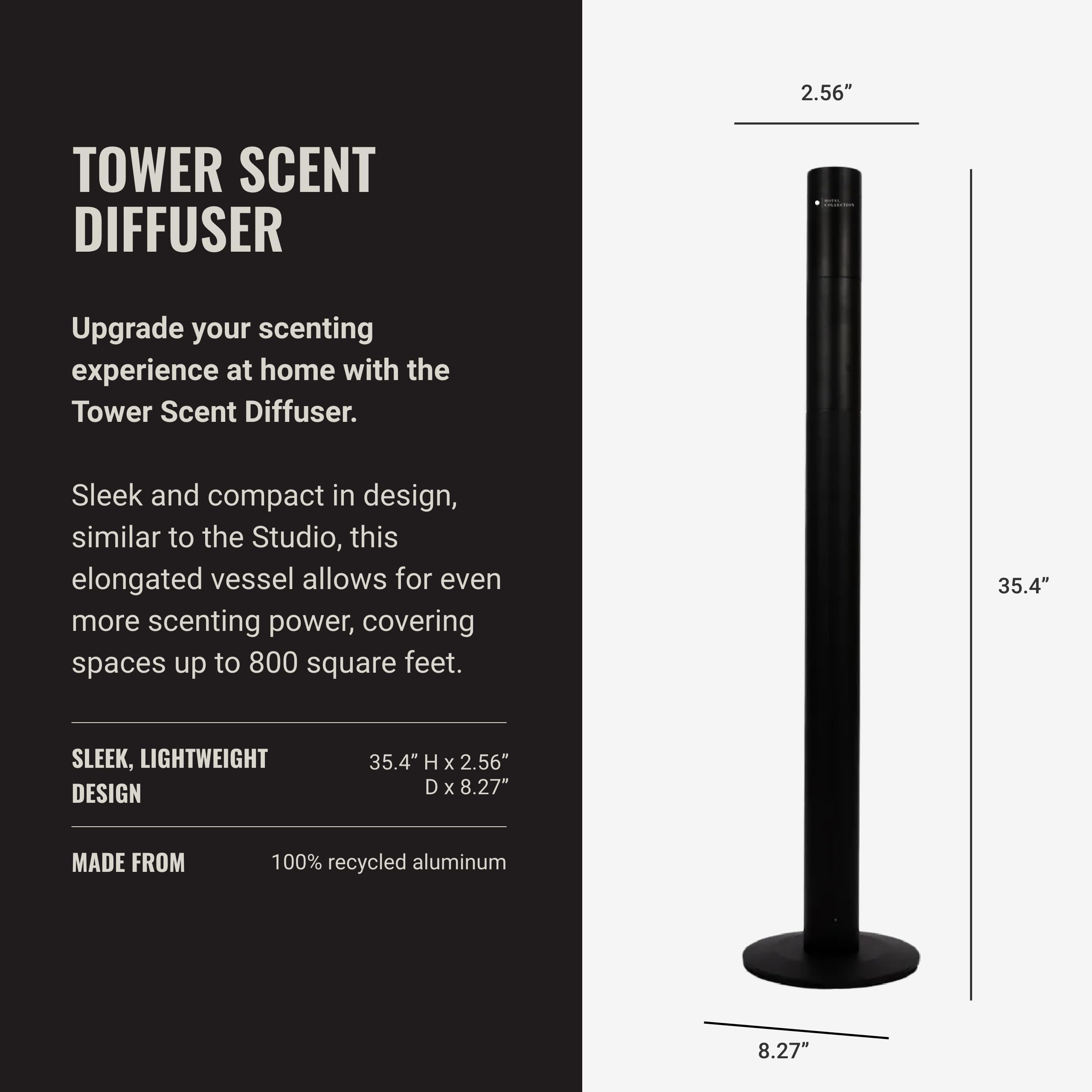 Hotel Collection Tower Scent Diffuser by Aroma360 — Remote, Waterless Diffusion, Up to 800 sq ft