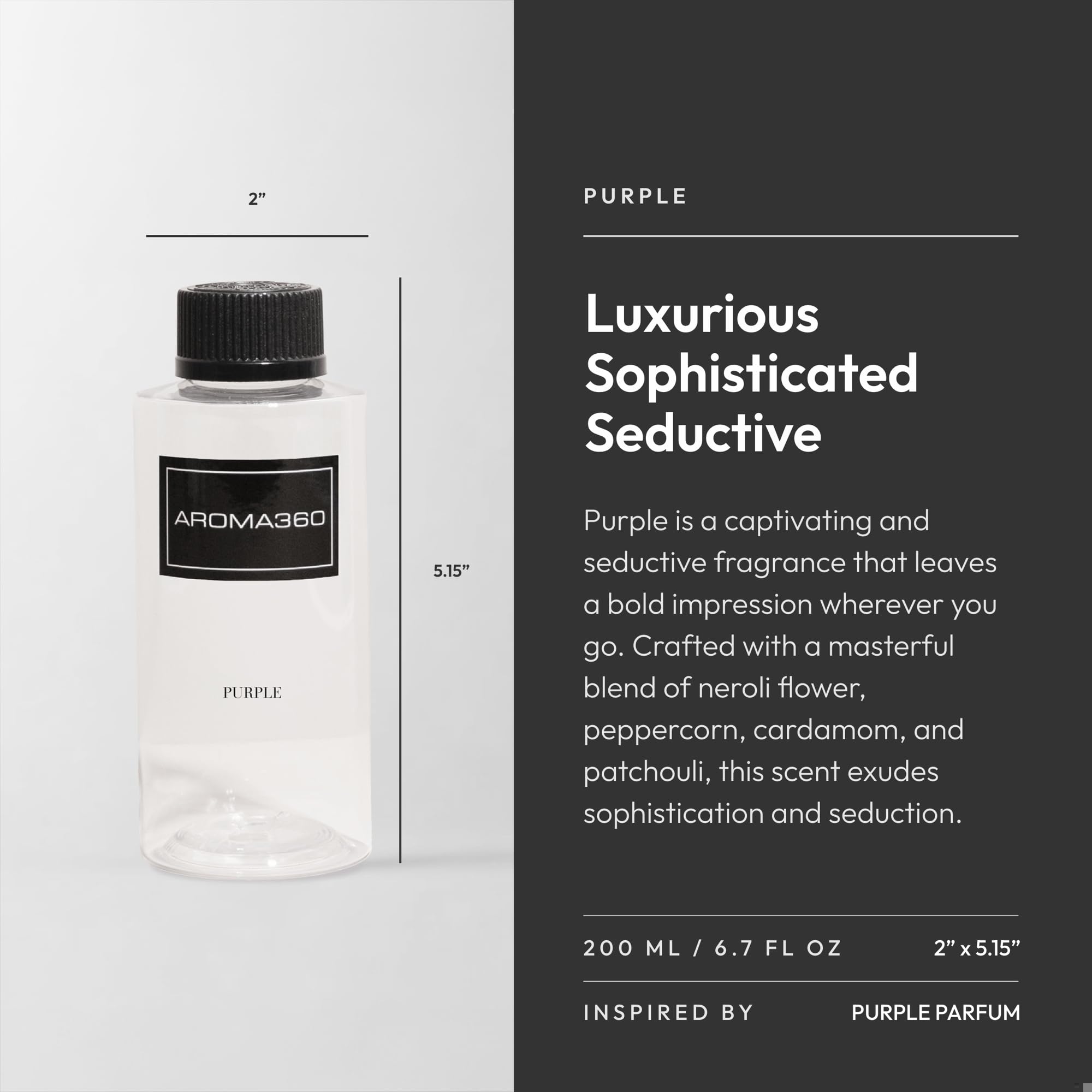 Aroma360 Purple 200mL – Luxury Home Diffuser Oil with Neroli, Peppercorn & Patchouli
