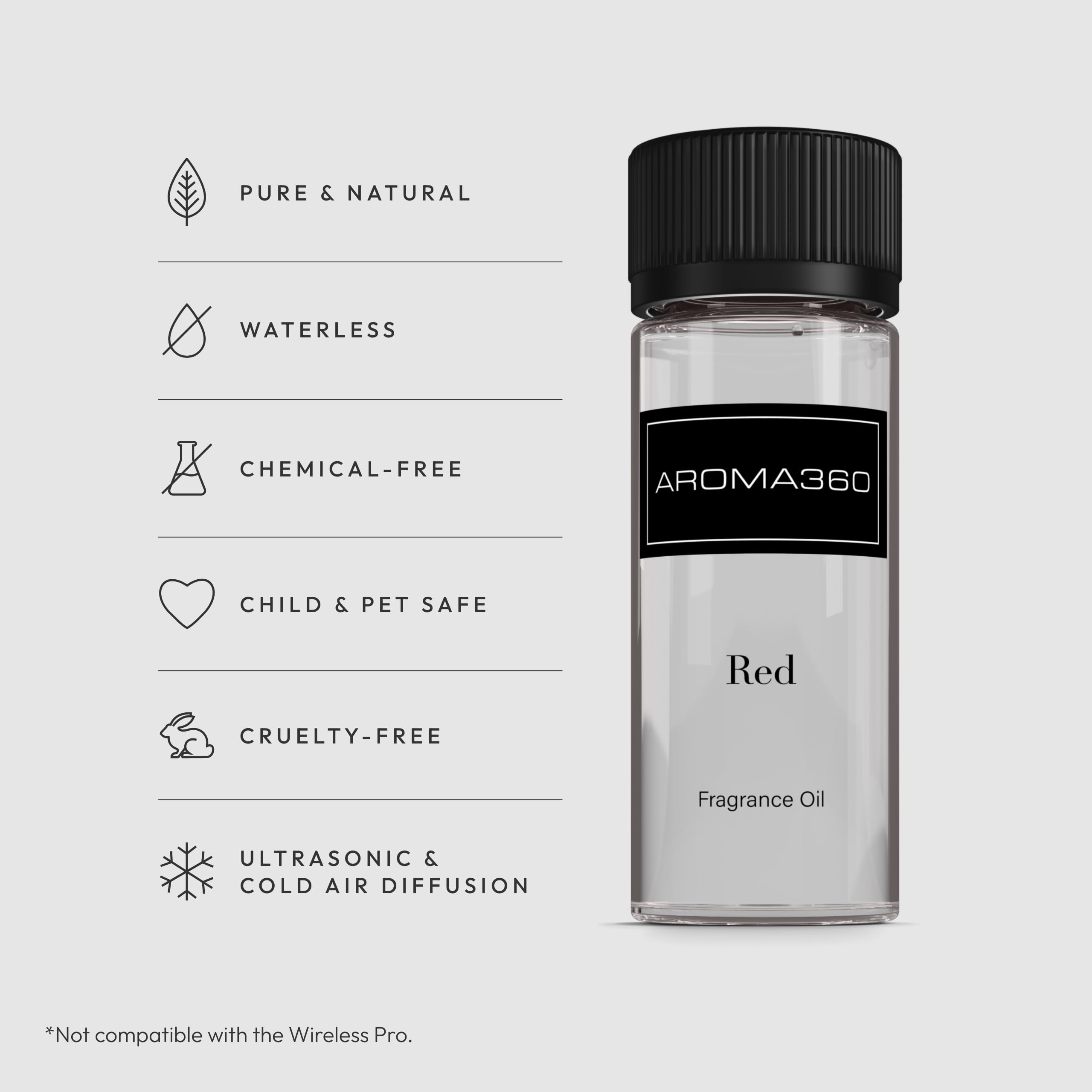 Aroma360 Red Diffuser Oil Blend – Luxury Reed Diffuser with Ruby Grapefruit, Heliotrope Petals & Amber