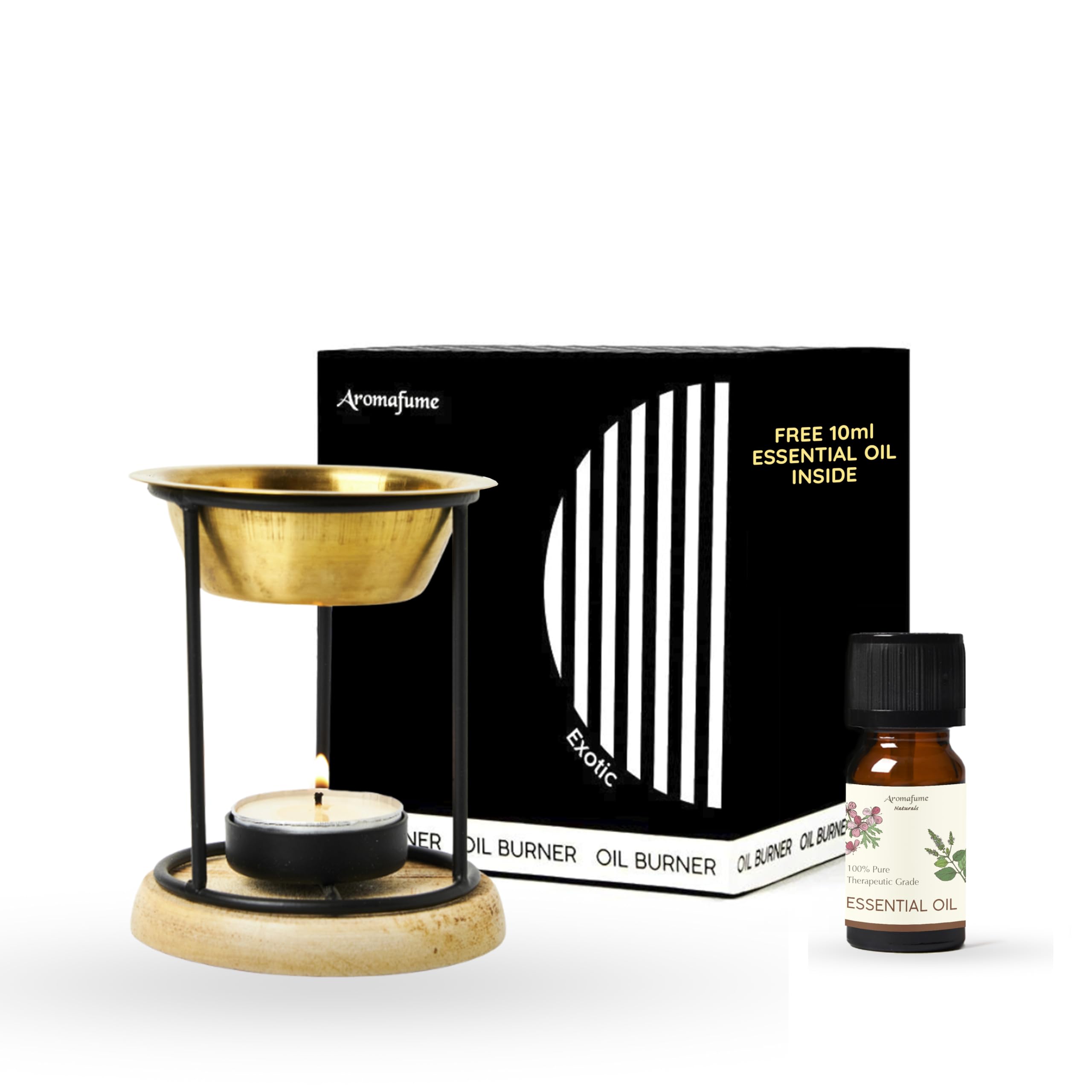 Aromafume Exotic Essential Oil Burner | Brass Diffuser with Candle | Long Lasting Aroma