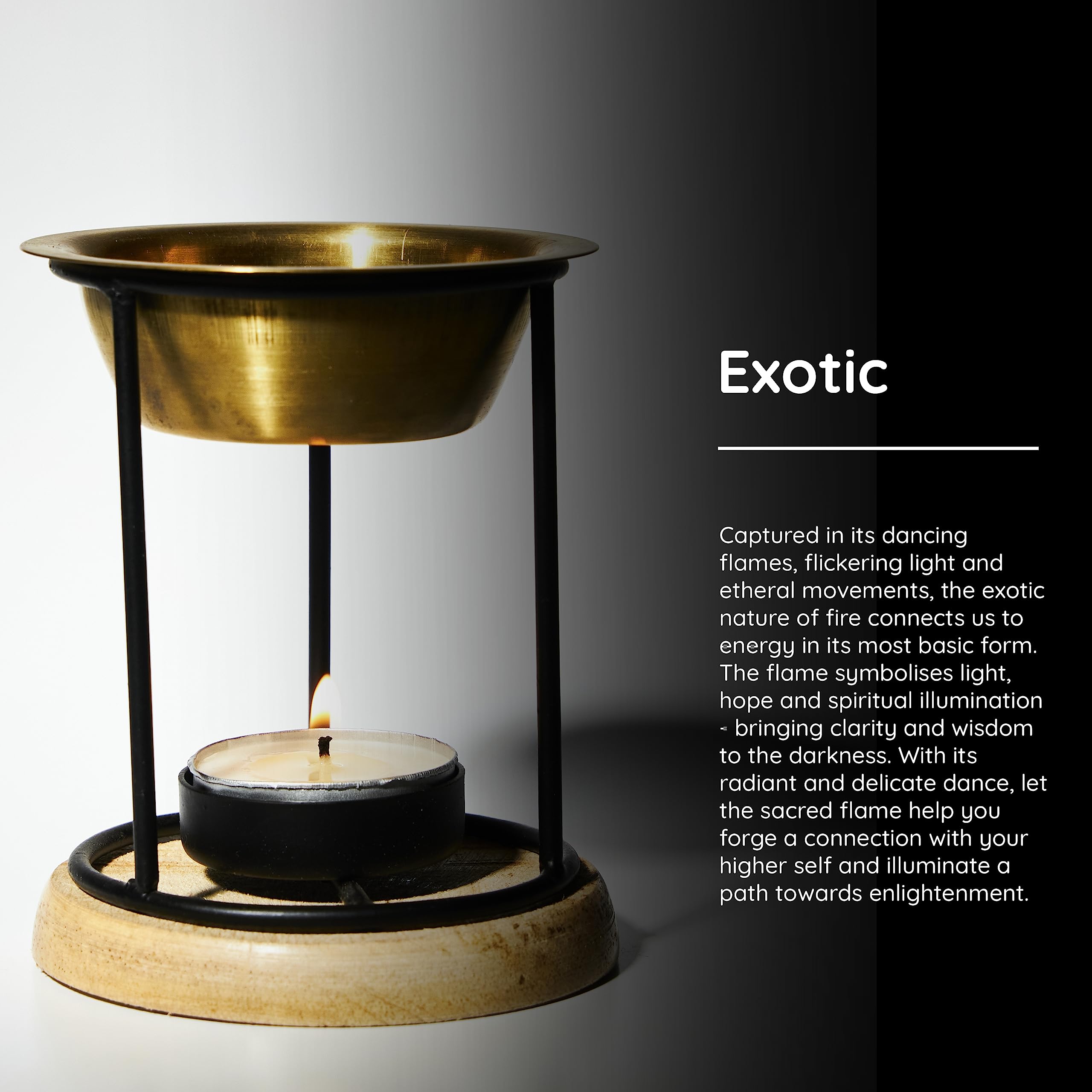 Aromafume Exotic Essential Oil Burner | Brass Diffuser with Candle | Long Lasting Aroma