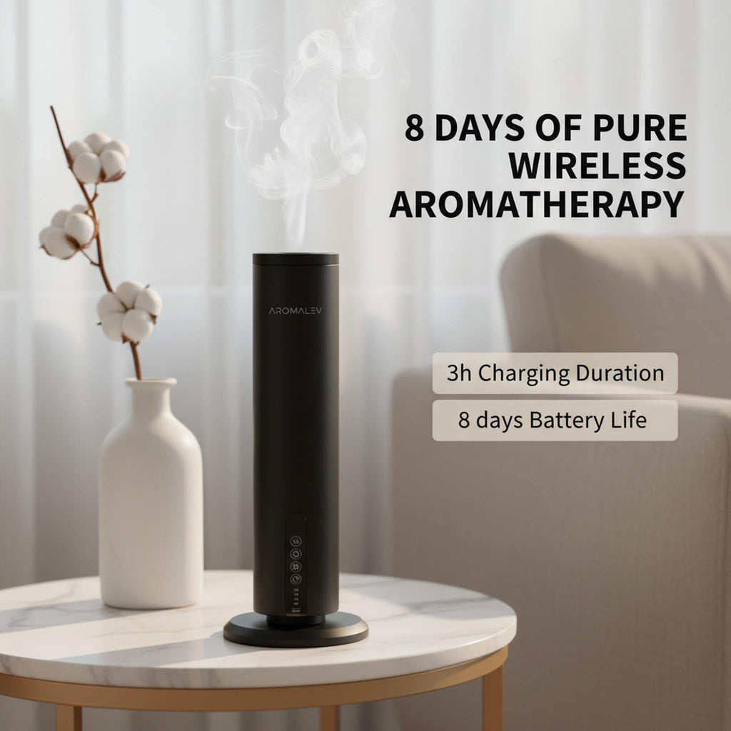 AROMALEV Waterless Tower Diffuser – Wireless, App-Controlled Aromatherapy for Large Rooms