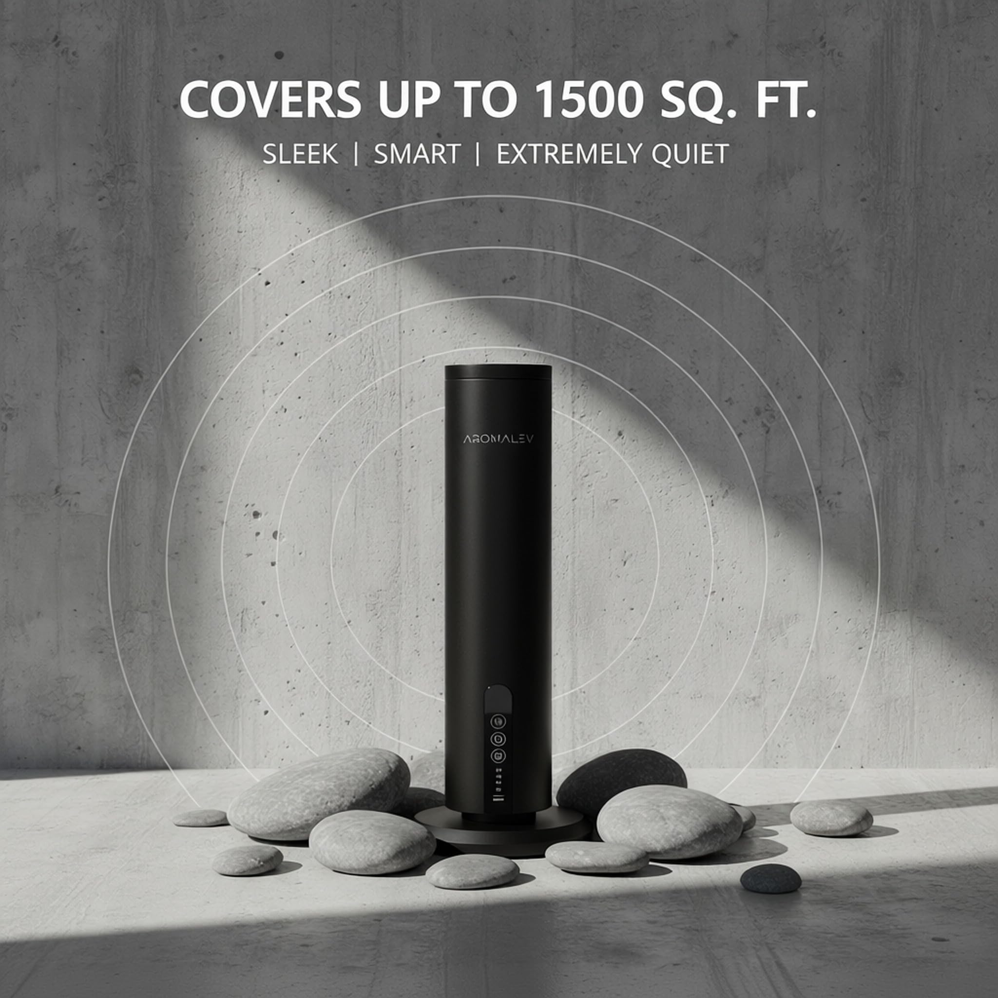 AROMALEV Waterless Tower Diffuser – Wireless, App-Controlled Aromatherapy for Large Rooms