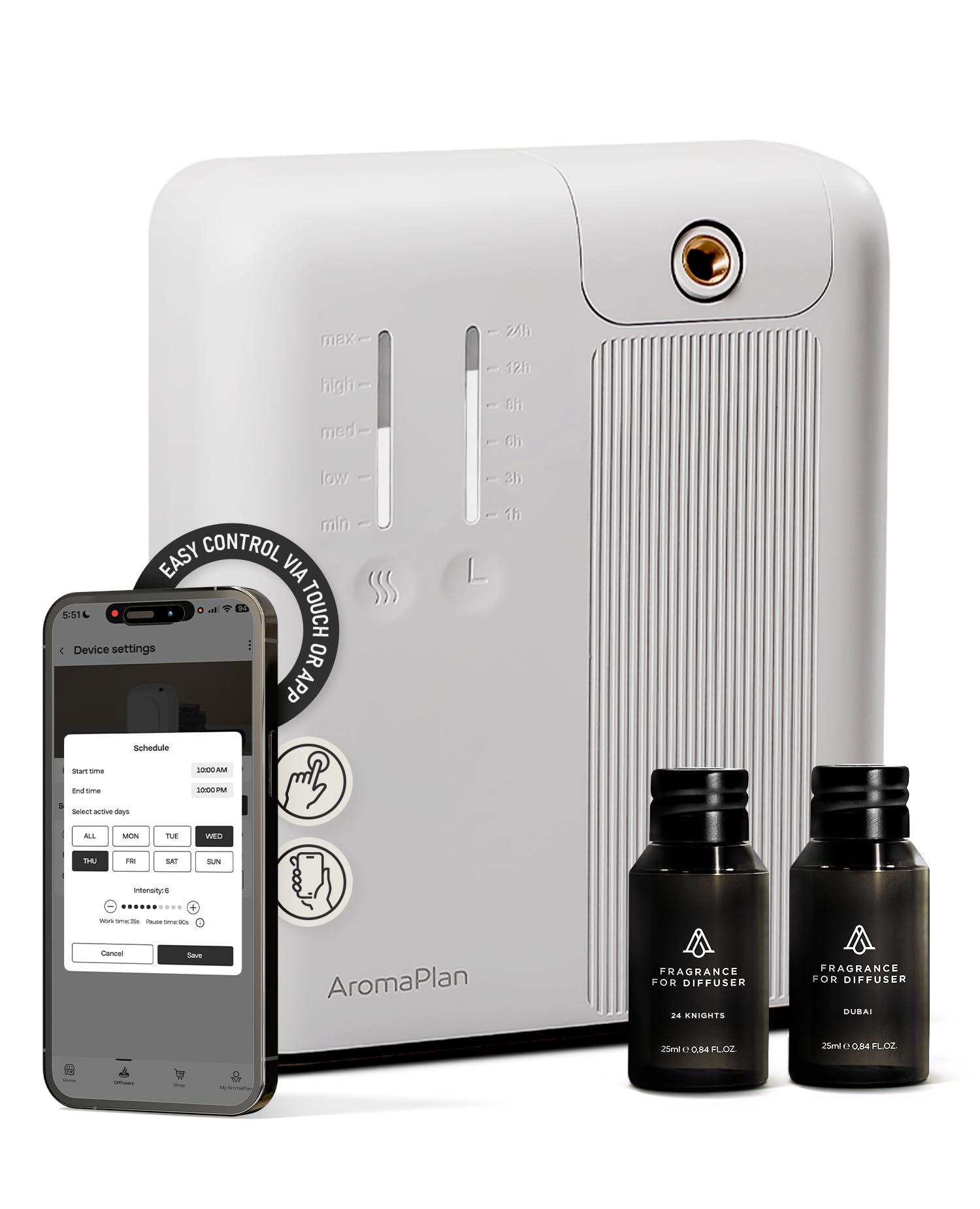 AromaPlan 5-Star Cold Air Scent Diffuser – Whole-House, App Control, 2 Scents Included