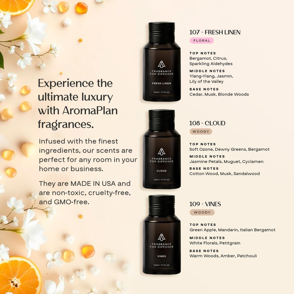 AromaPlan Summer Time Collection - 5-Star Hotel Diffuser Oils (3-Pack)