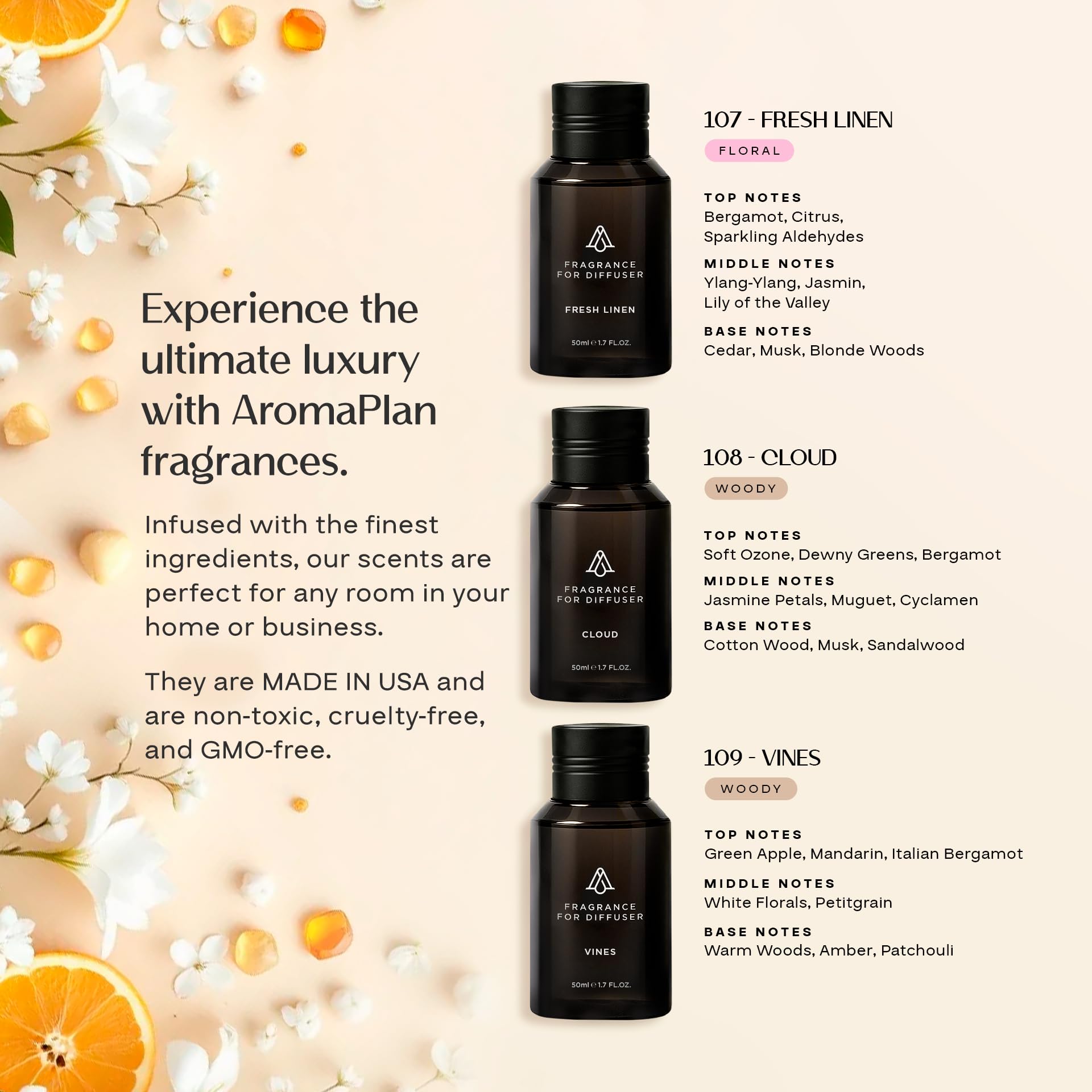 AromaPlan Summer Time Collection - 5-Star Hotel Diffuser Oils (3-Pack)