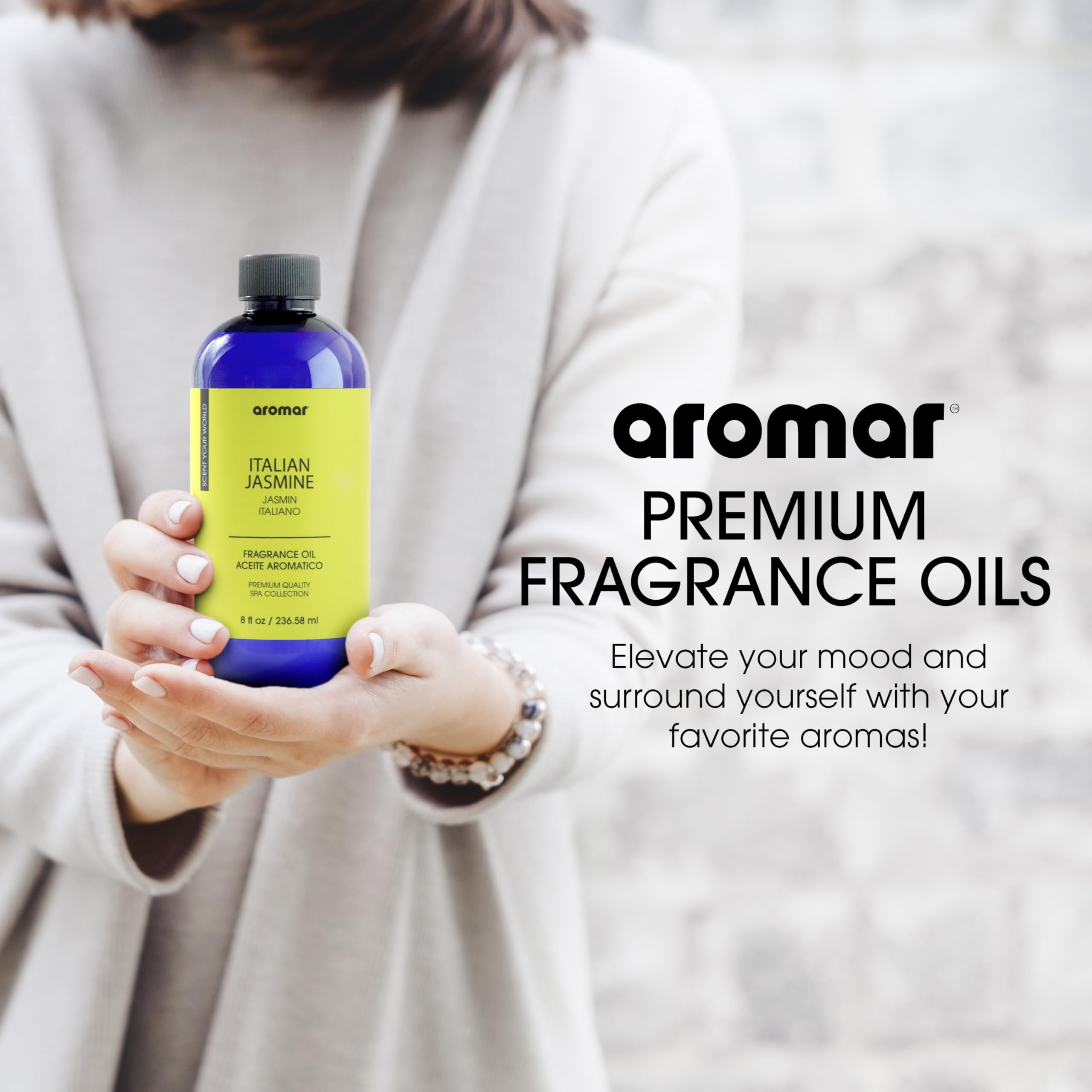AROMAR Premium Fragrance Oil - Italian Jasmine (8oz) for Diffusers & Home Aromatherapy